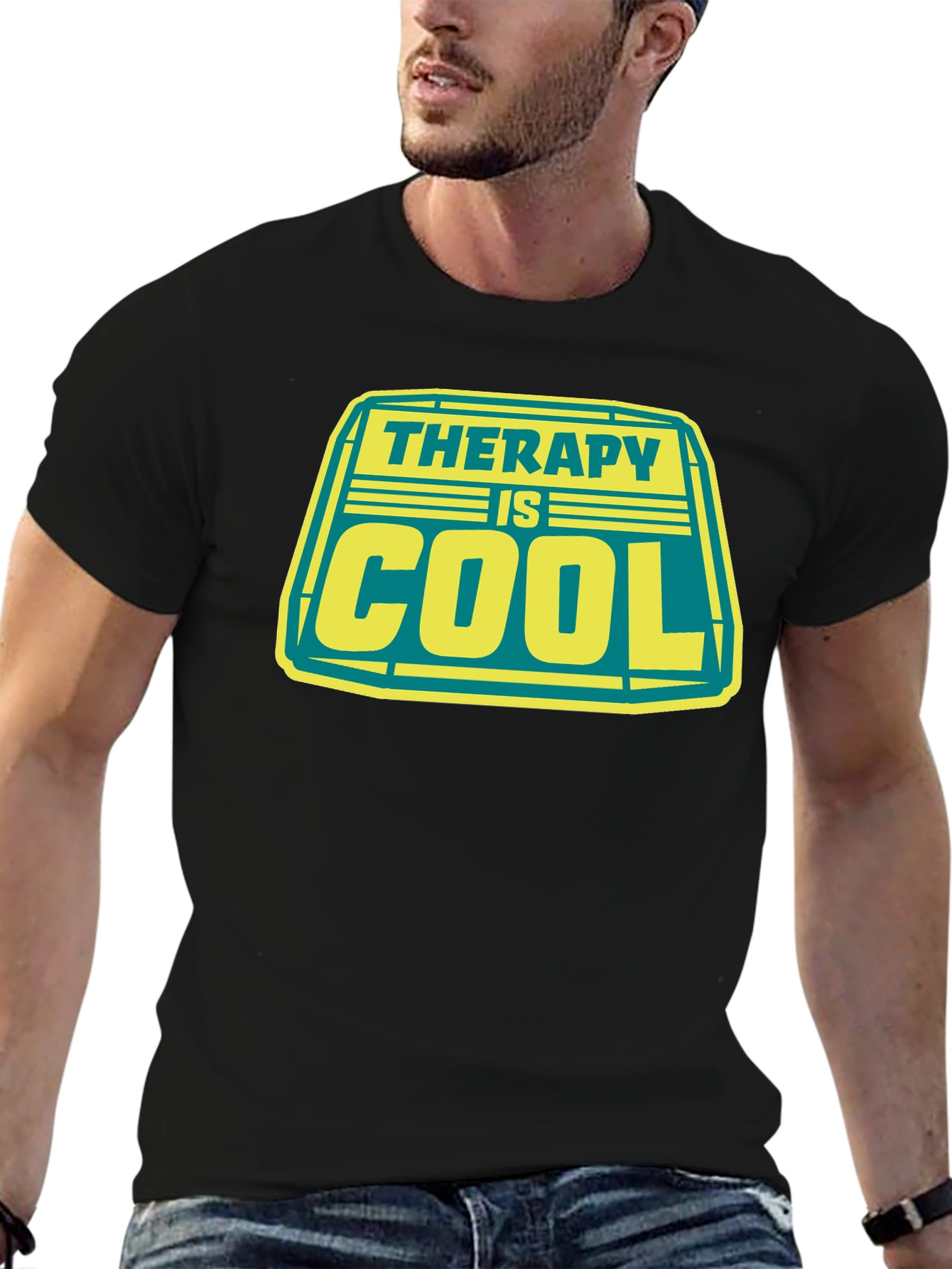 Black Therapy is Cool Graphic Tee - Black view 6