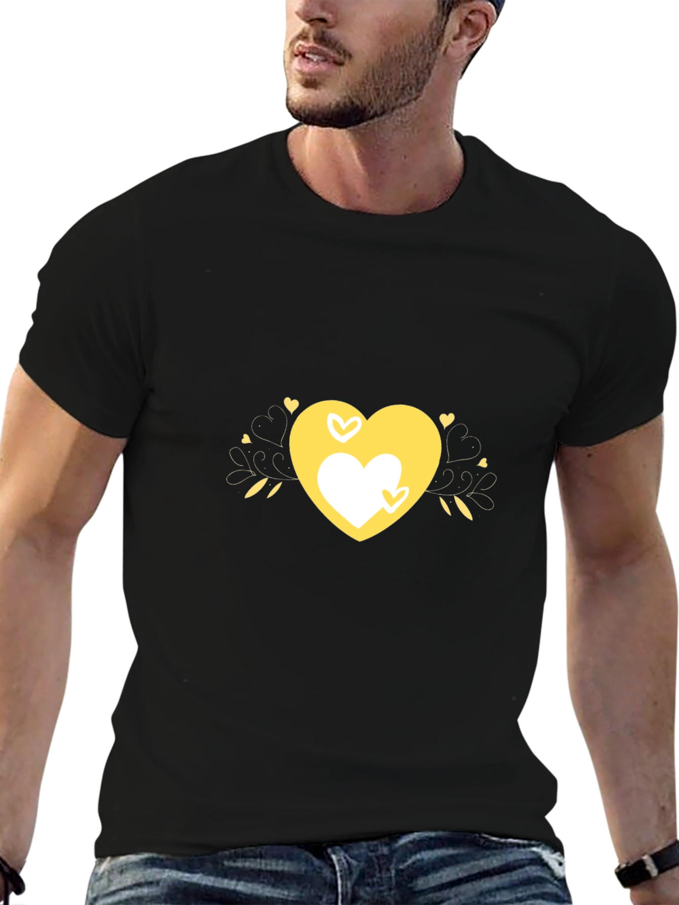 Black Heart Design Black T-Shirt view 6
