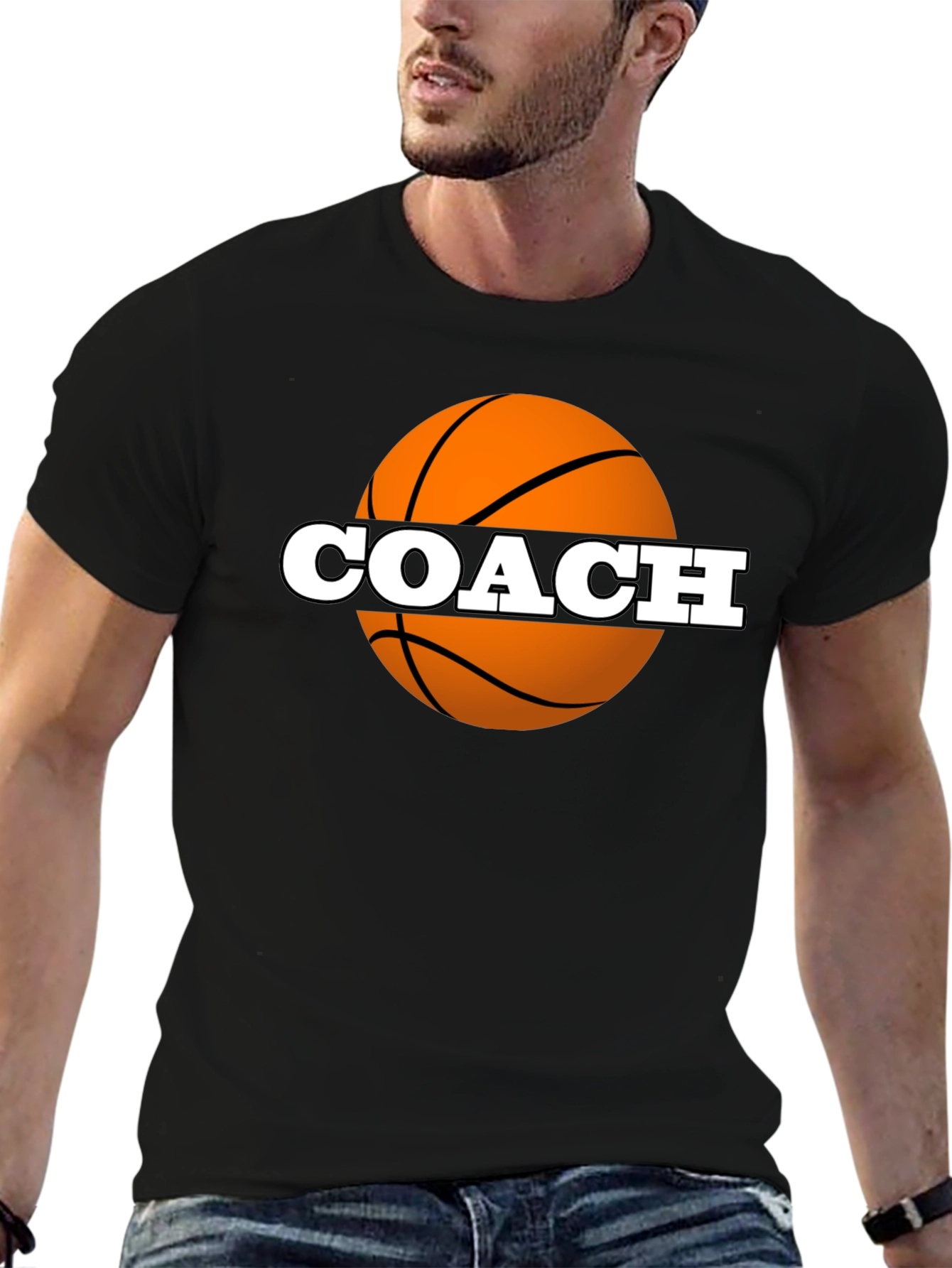 Black Basketball Coach Graphic Tee - Black view 6