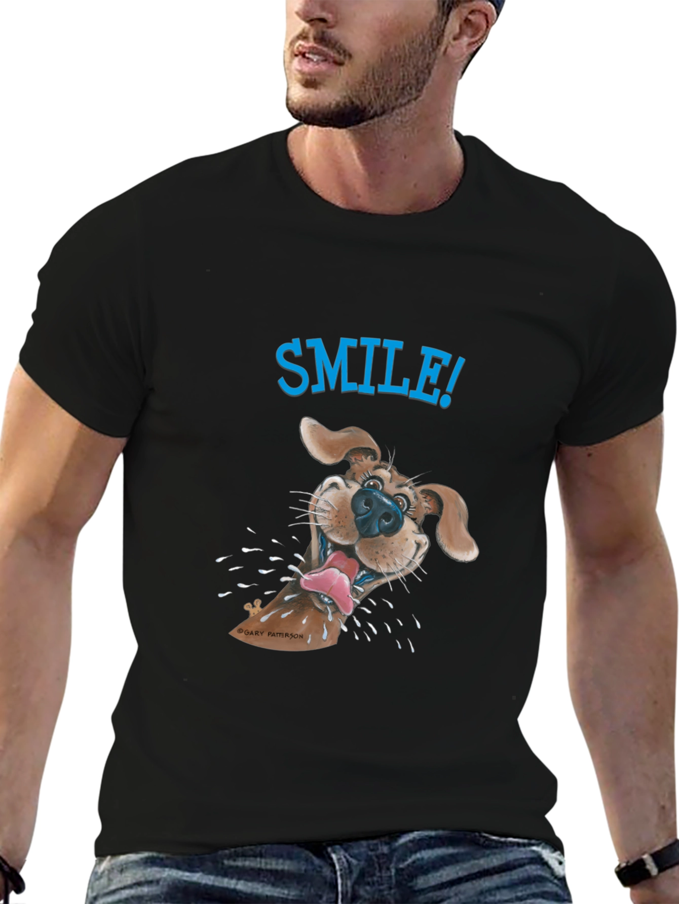 Black Smile! Dog Graphic Tee - Fun & Casual view 6