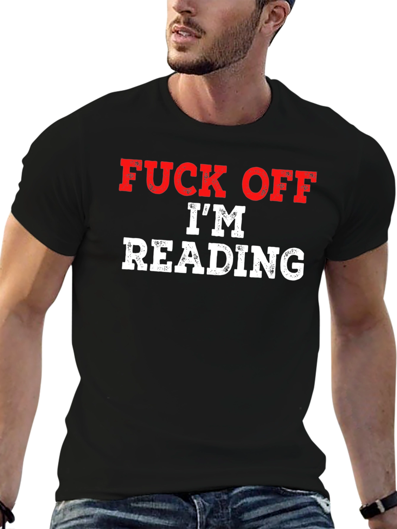 Black Funny Graphic Tee: Fuck Off, I'm Reading view 6