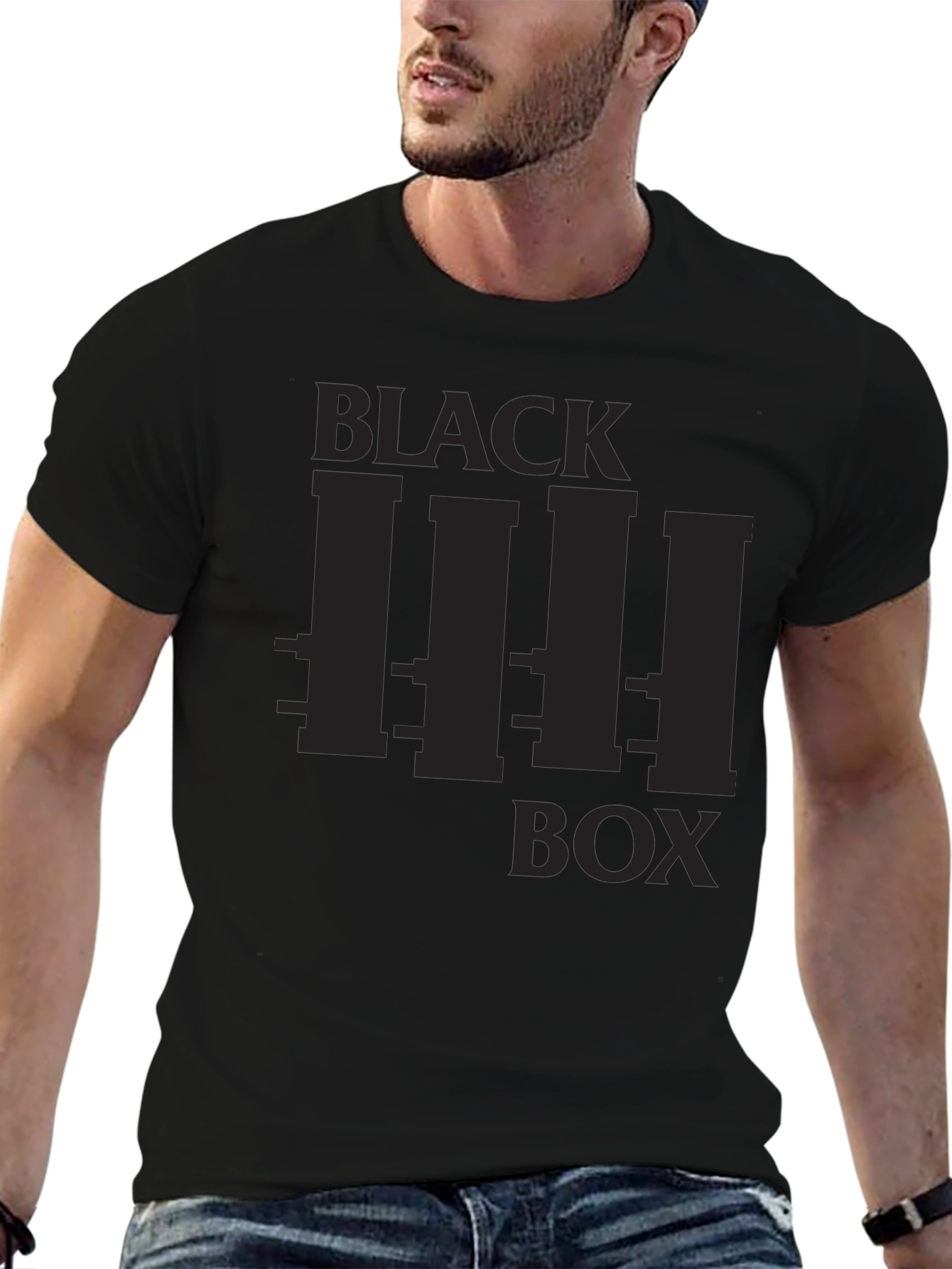 Black Black Box Graphic Tee - Stylish Minimalist Design view 6