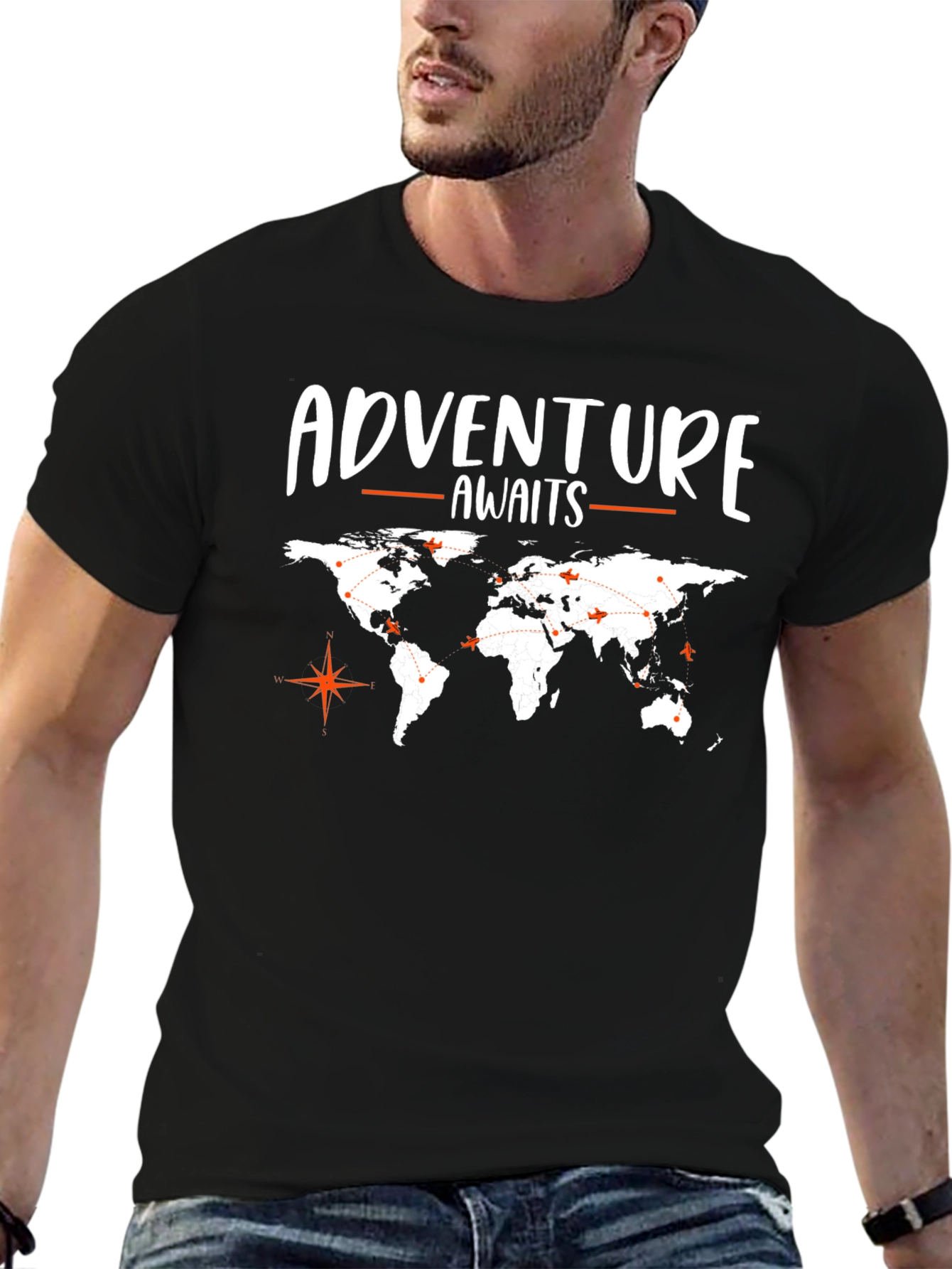 Adventure Awaits World Map Graphic Tee - 6