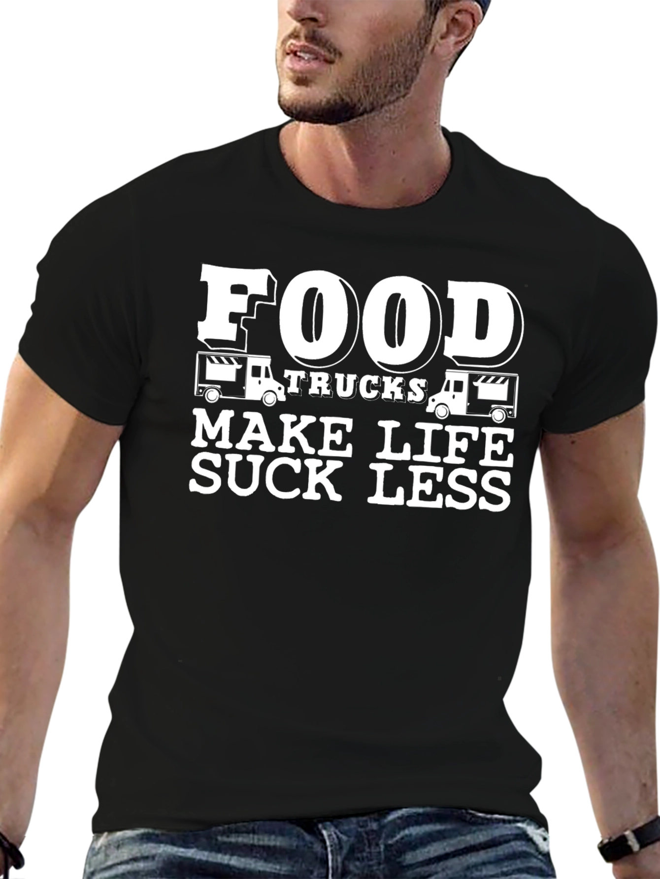 Black Food Trucks Make Life Suck Less - Graphic T-Shirt view 6