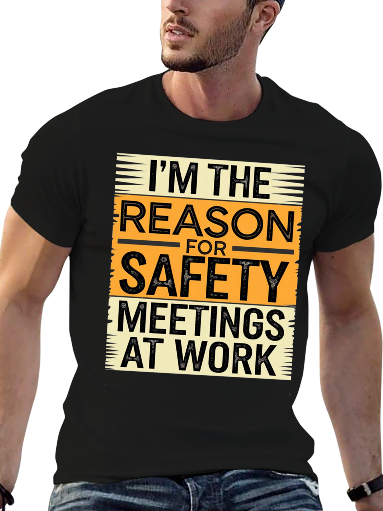 Black I'm The Reason For Safety Meetings at Work T-Shirt view 6