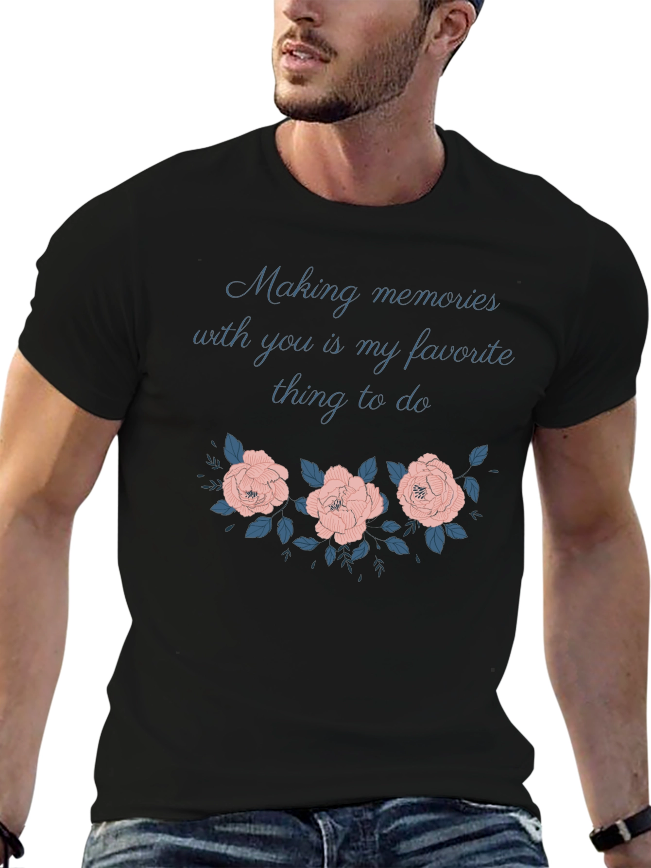 Black Making Memories Floral Graphic Tee - Unisex view 6