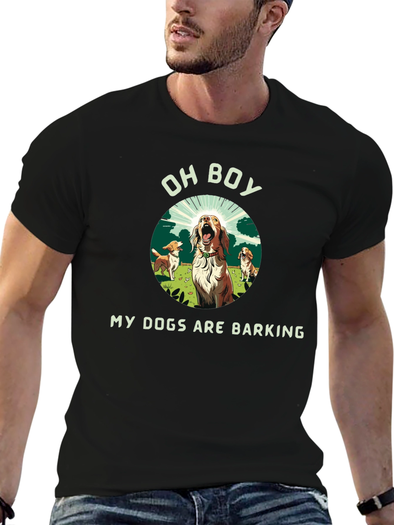 Black Funny "My Dogs Are Barking" Graphic Tee view 6