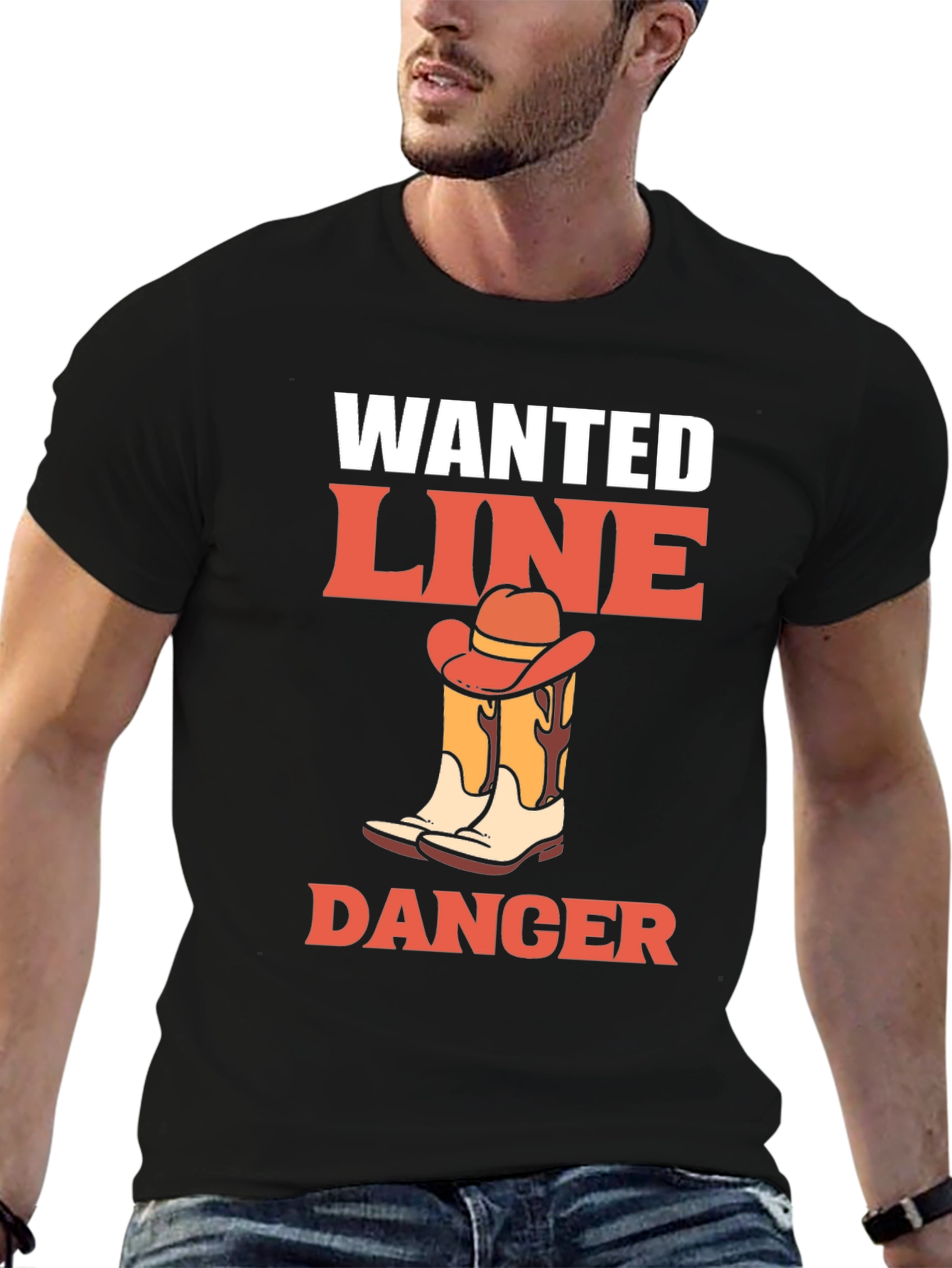 Black Wanted Line Dance Danger Graphic Tee view 6