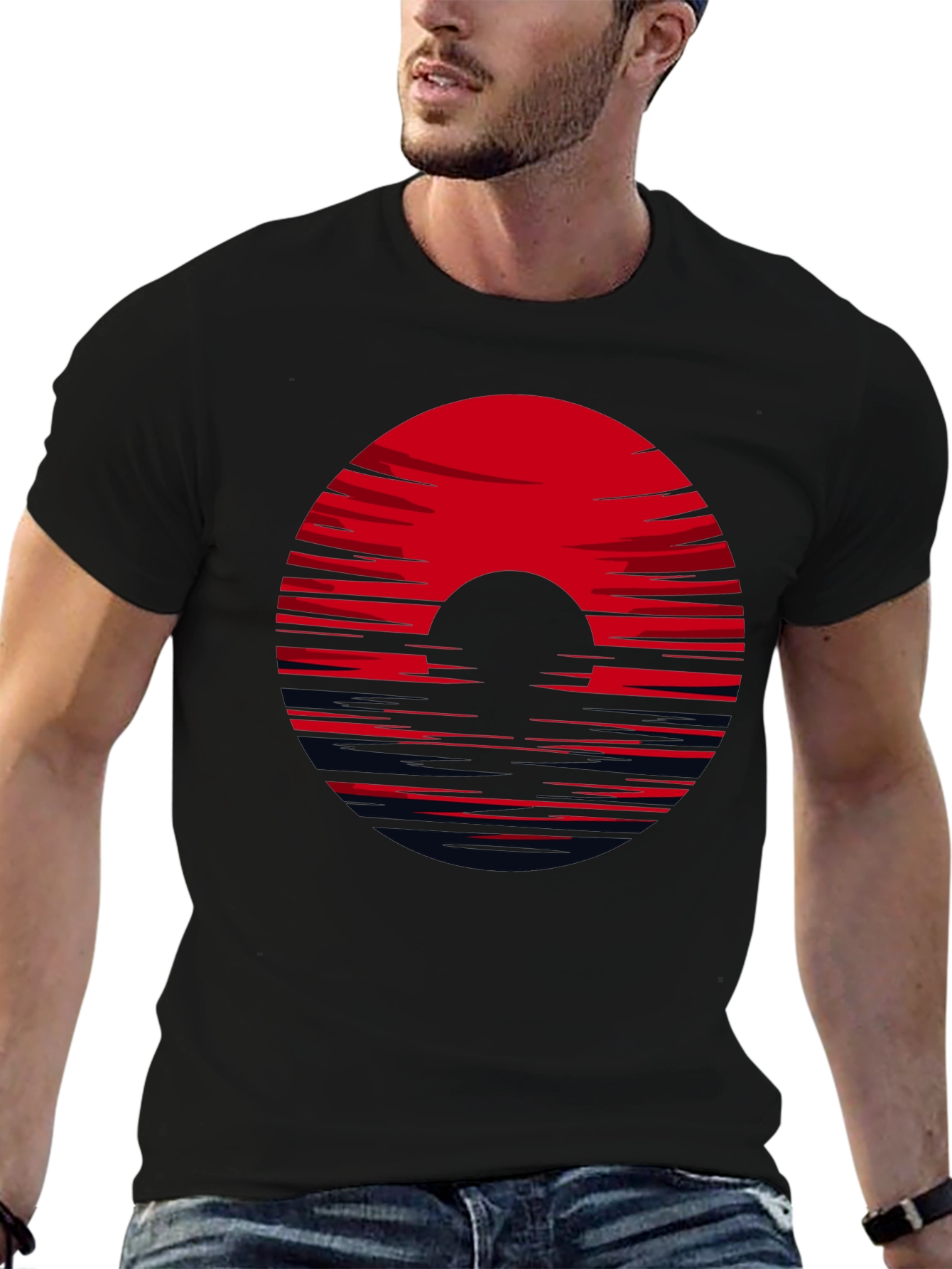 Black Red Horizon Black Tee view 6
