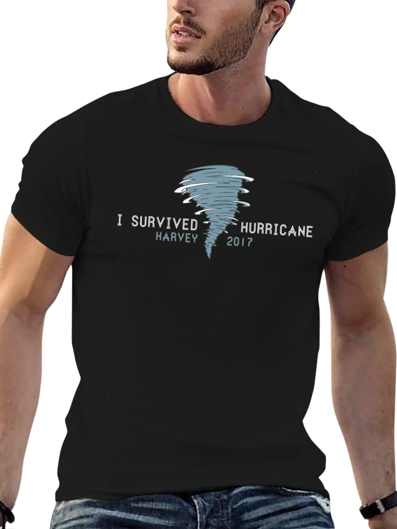 Black I Survived Hurricane Harvey 2017 T-Shirt view 6
