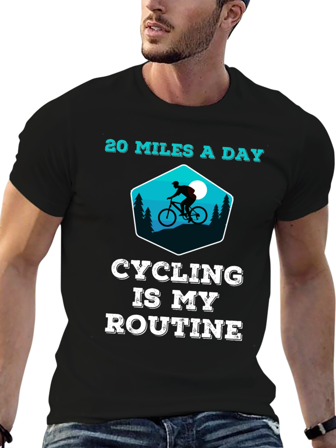 Black Cycling is My Routine - Graphic T-Shirt view 6
