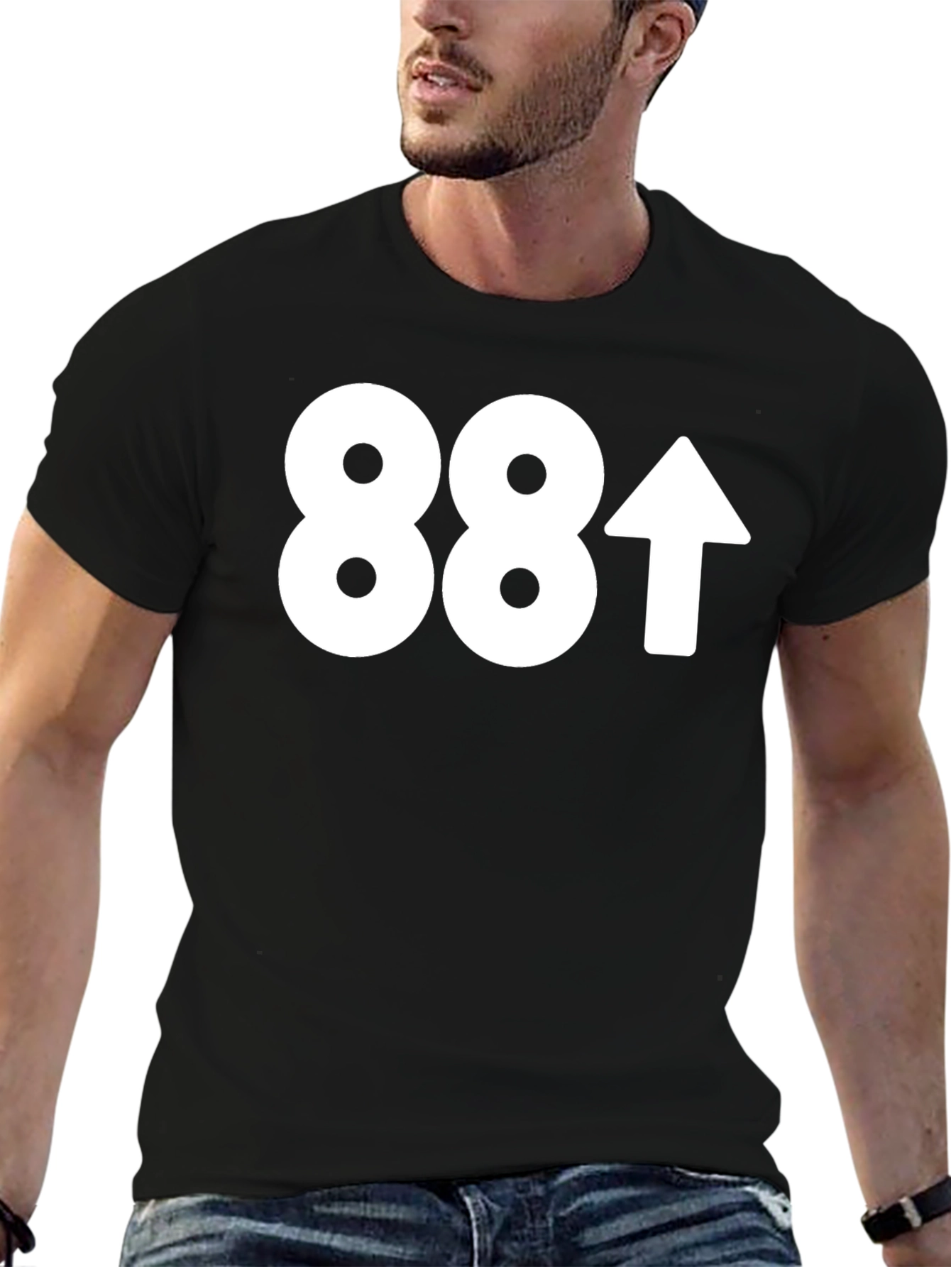 Black 88 Up Arrow T-Shirt - Casual Graphic Tee view 6