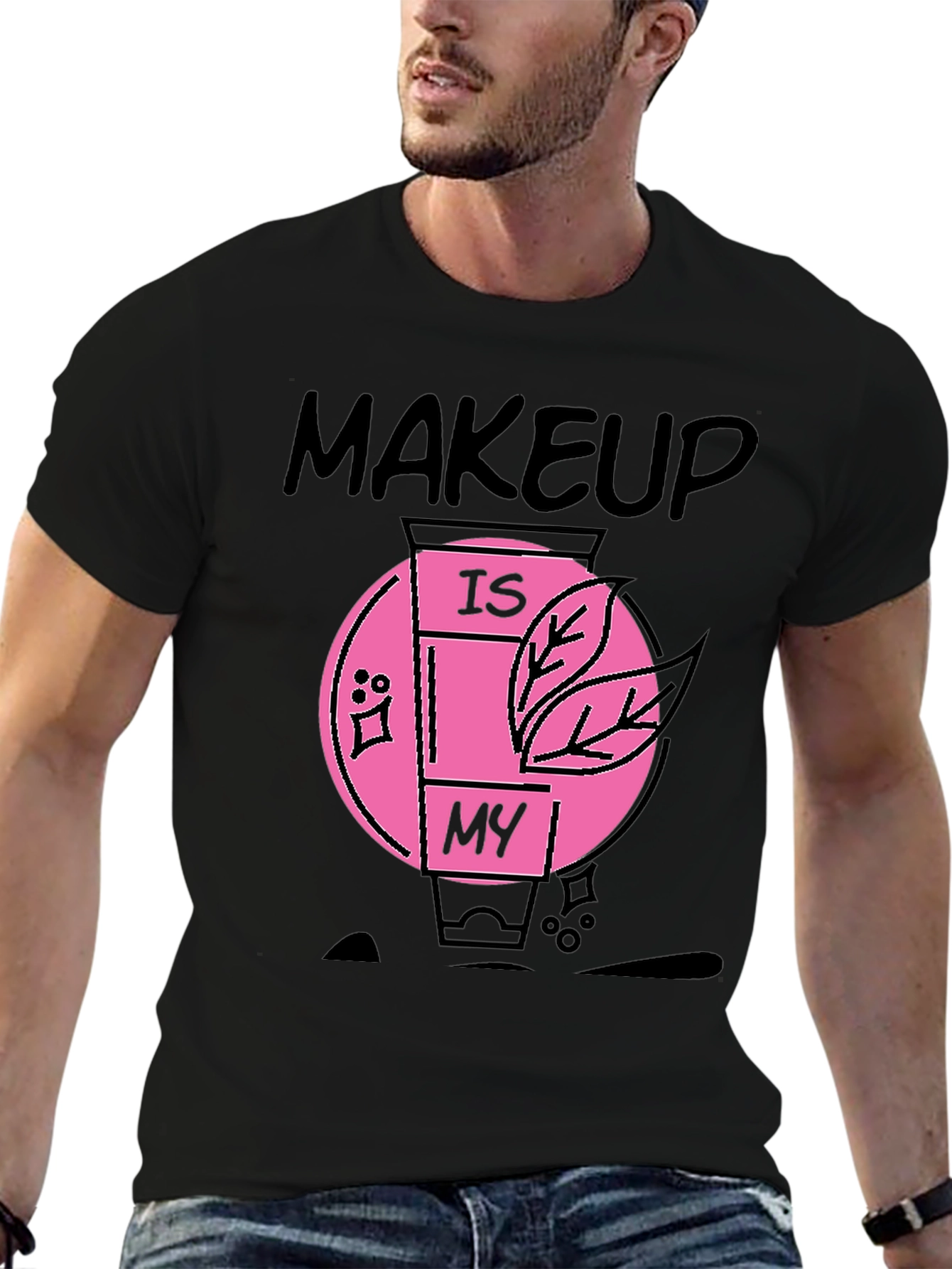Black Makeup Is My T-Shirt - Black Cotton Graphic Tee view 6