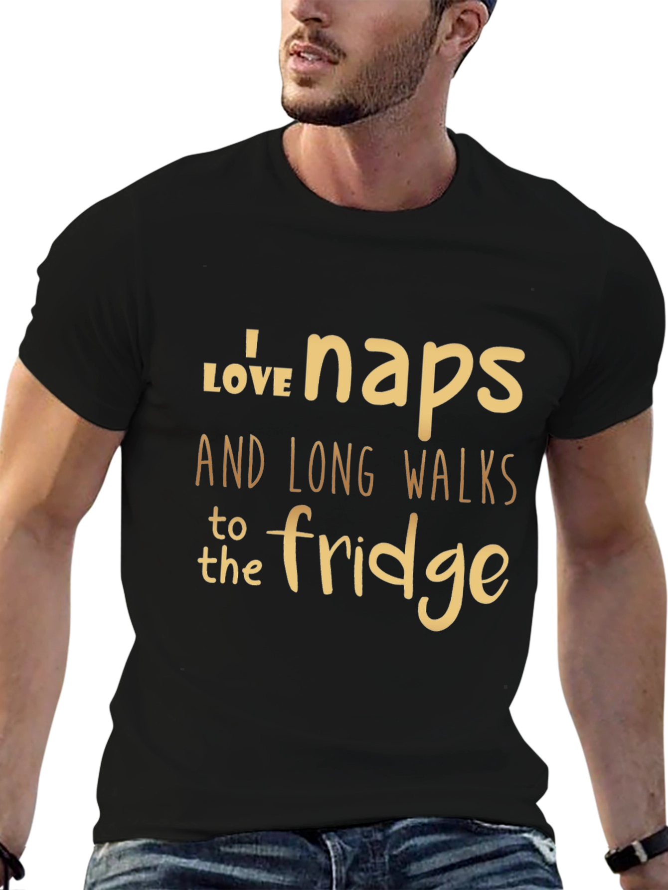 Black Funny Naps and Fridge Walks Graphic T-Shirt view 6
