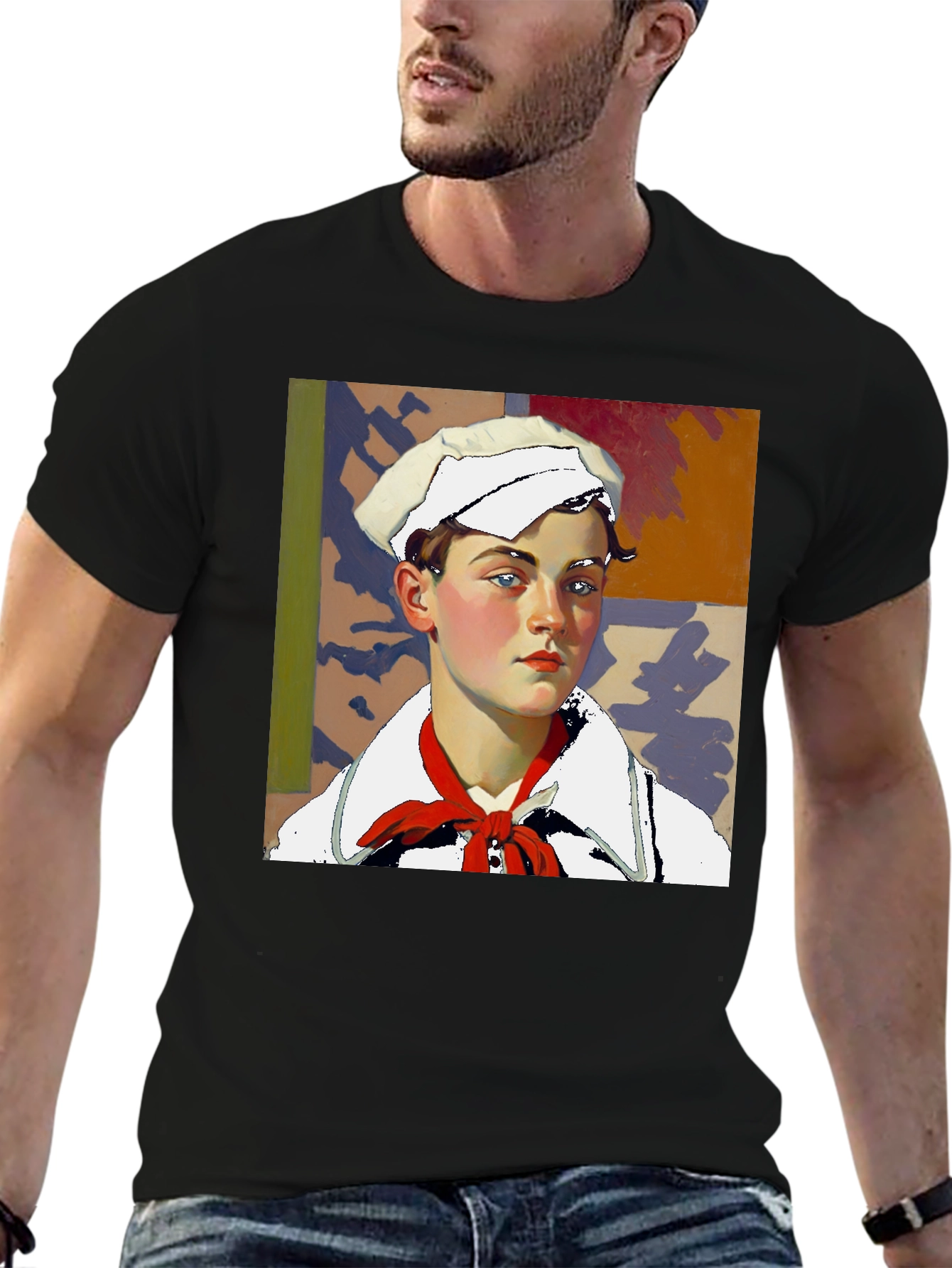 Black Sailor Portrait Tee - Unique Graphic Print view 6