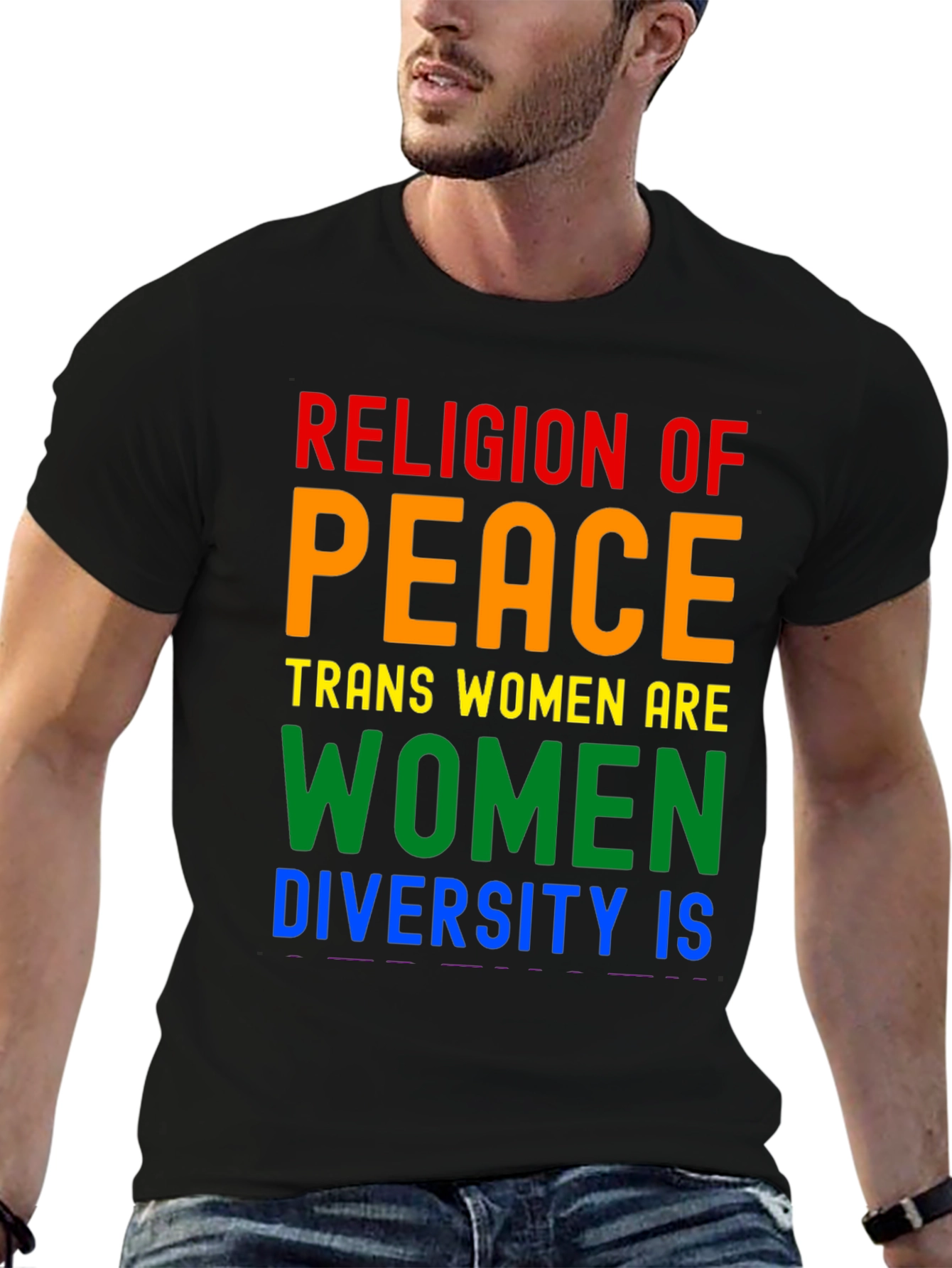 Black Religion of Peace Trans Women Are Women T-Shirt view 6