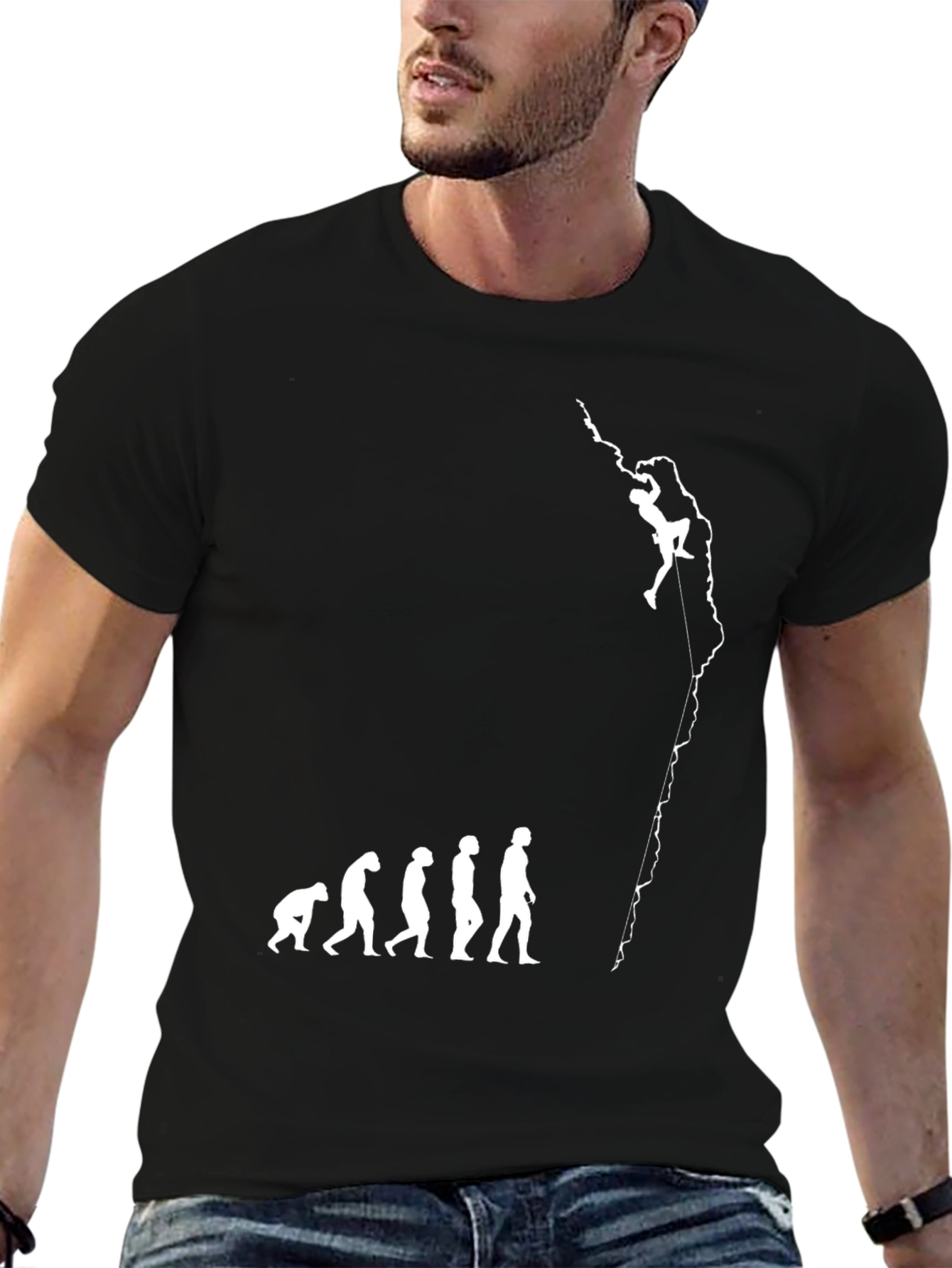 Black Evolution of Climbing T-Shirt - Black Graphic Tee view 6