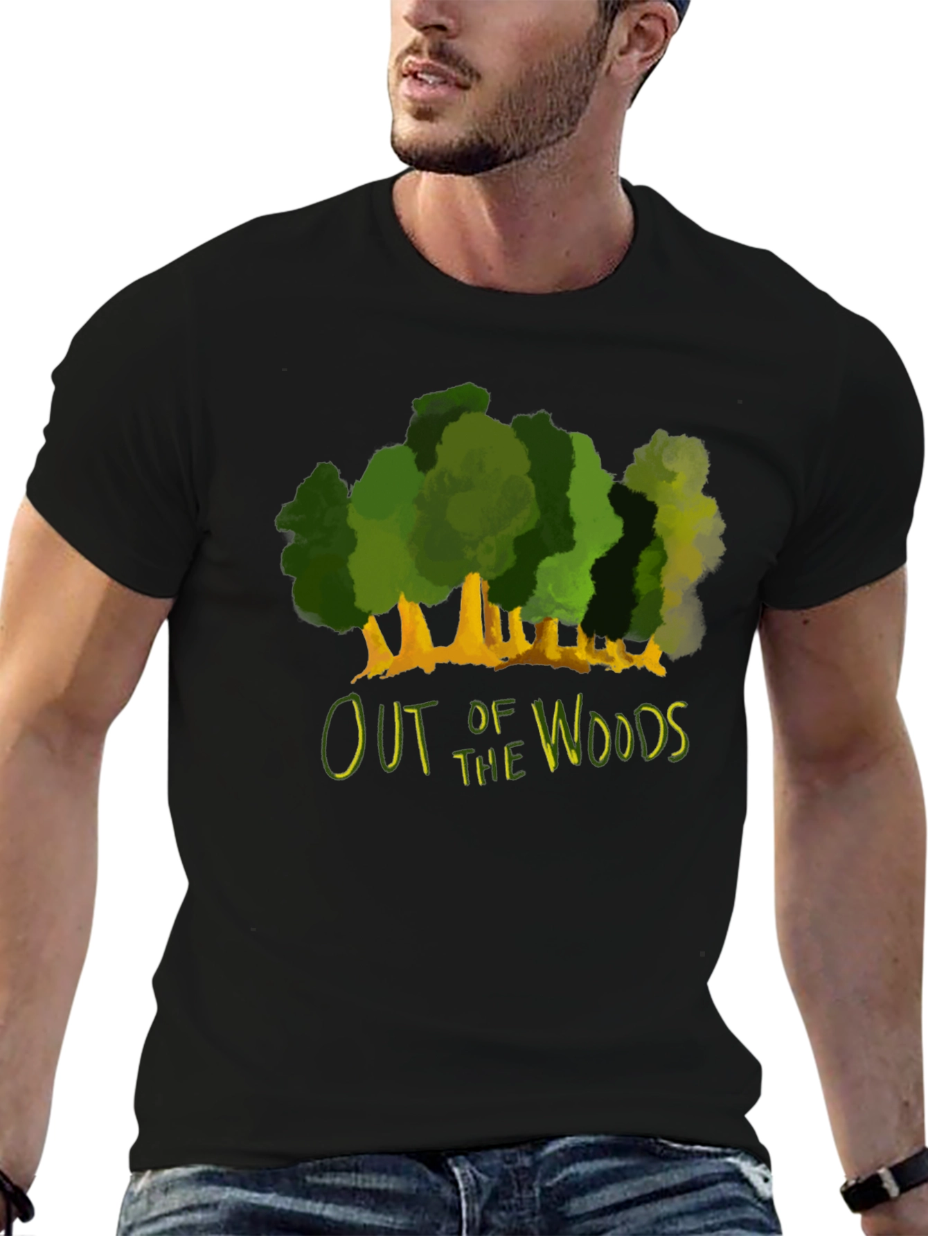 Black Out of the Woods Graphic Tee - Black Cotton T-Shirt view 6