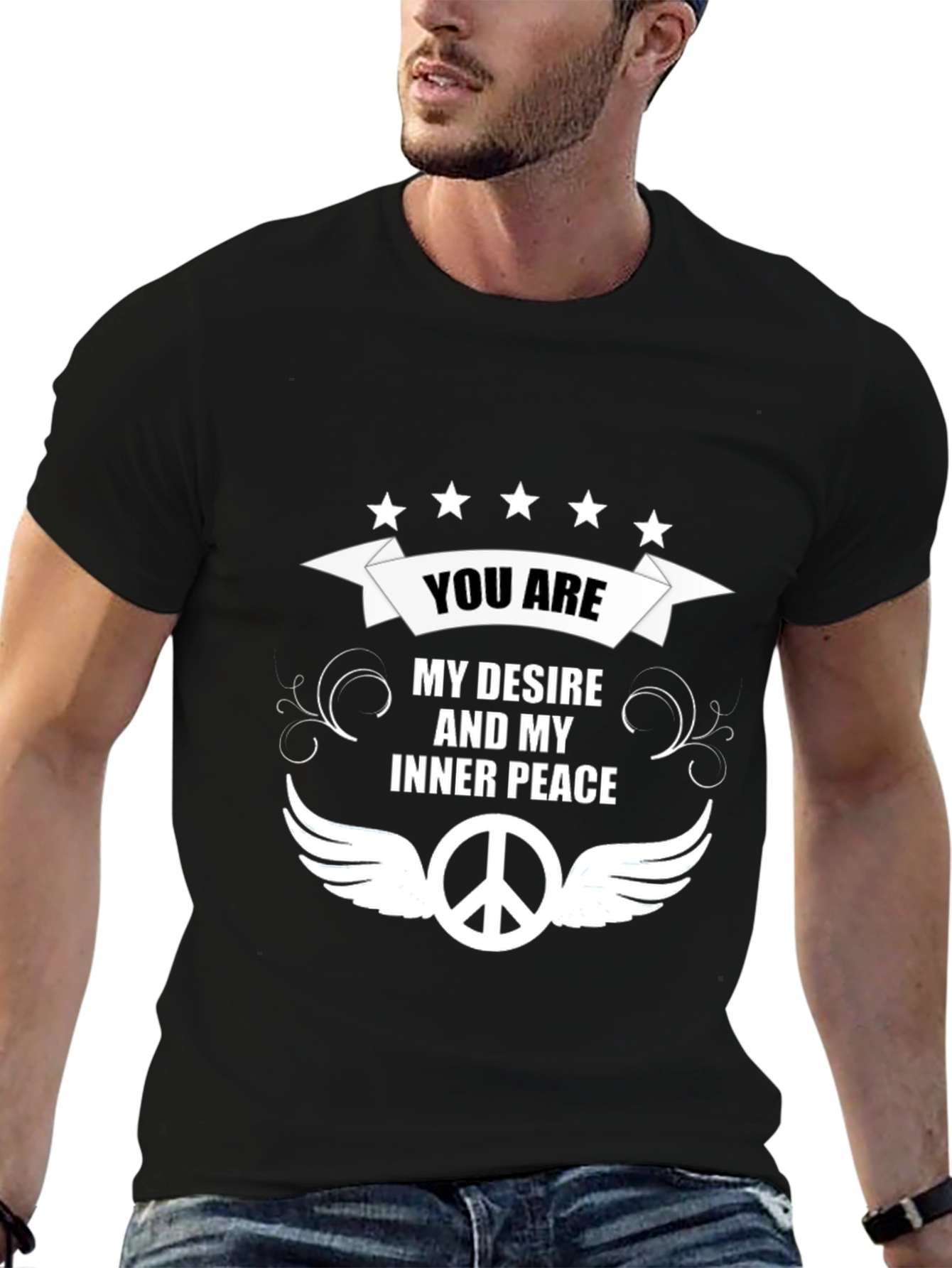 Black You are My Desire & Inner Peace Black T-Shirt view 6