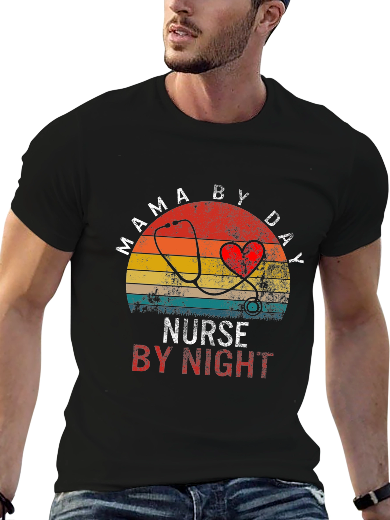 Black Mama By Day Nurse By Night T-Shirt view 6