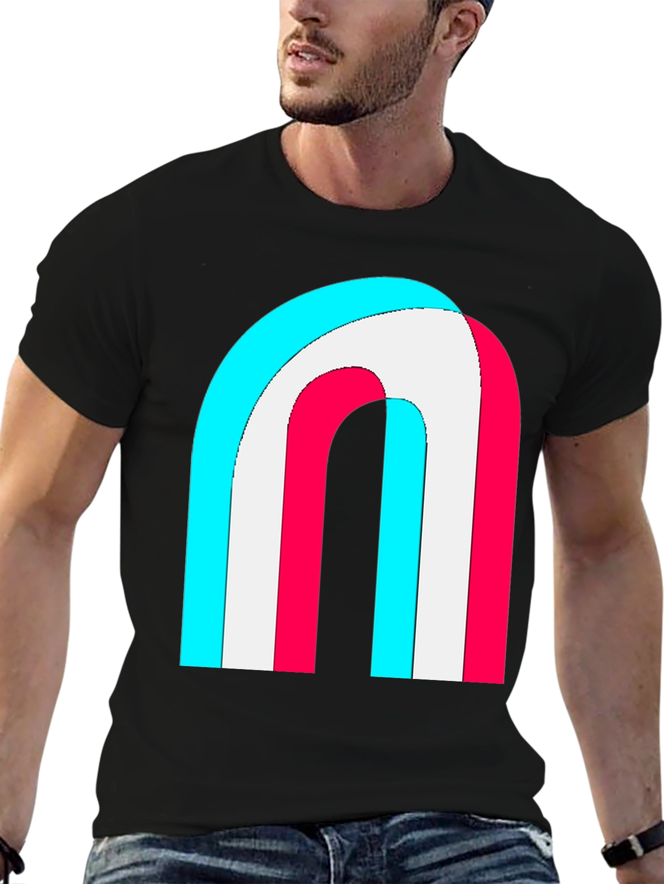 Black Retro Rainbow Arch Graphic Tee - Stylish Comfort view 6