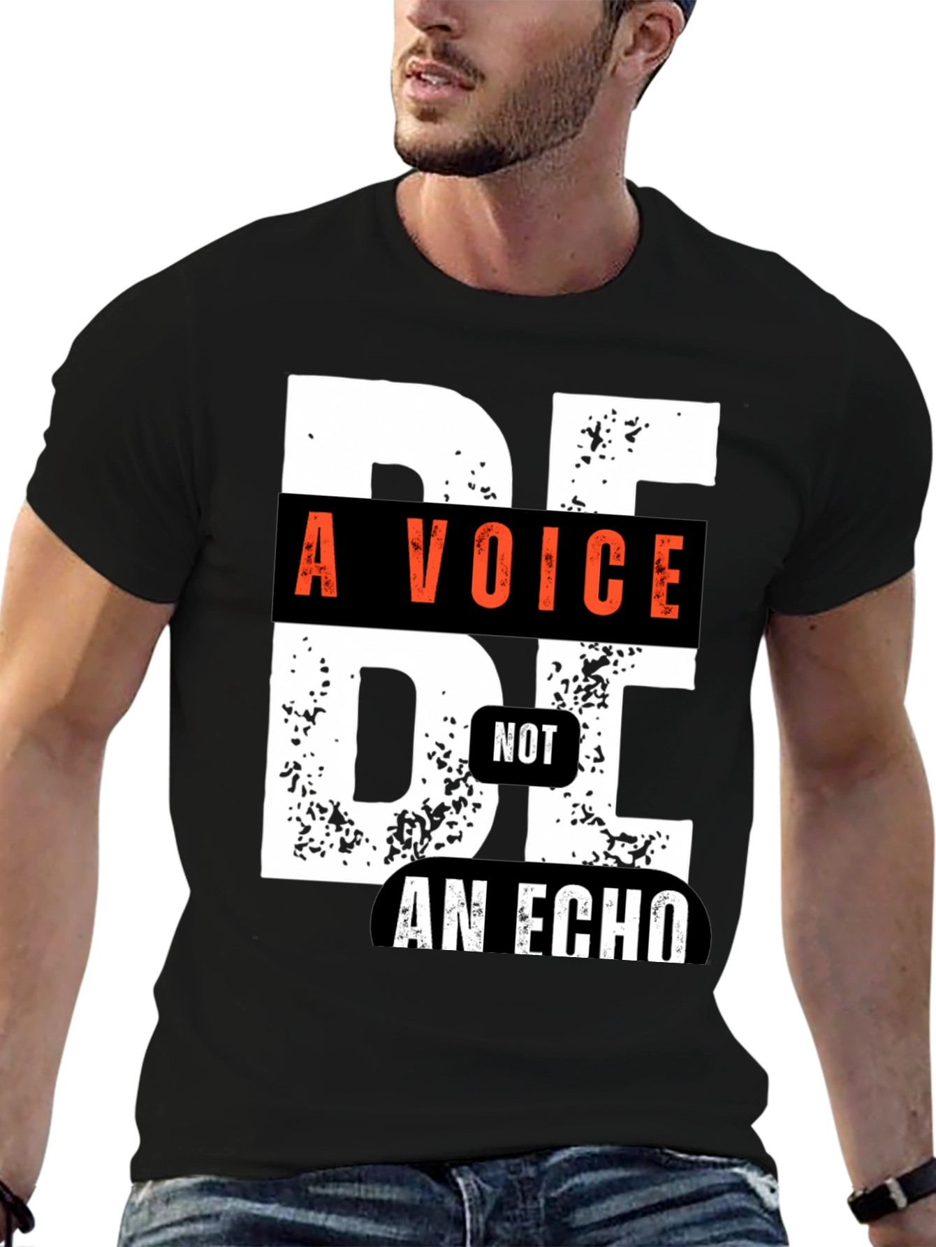 Black Be a Voice, Not an Echo Graphic Tee - Unisex view 6