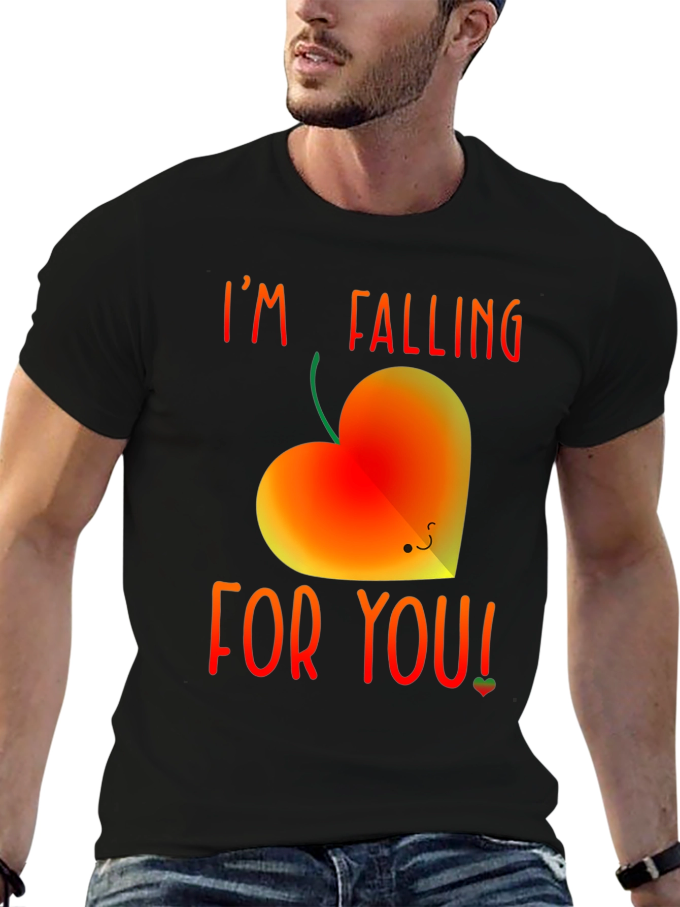 Black Falling For You Heart Graphic Tee view 6