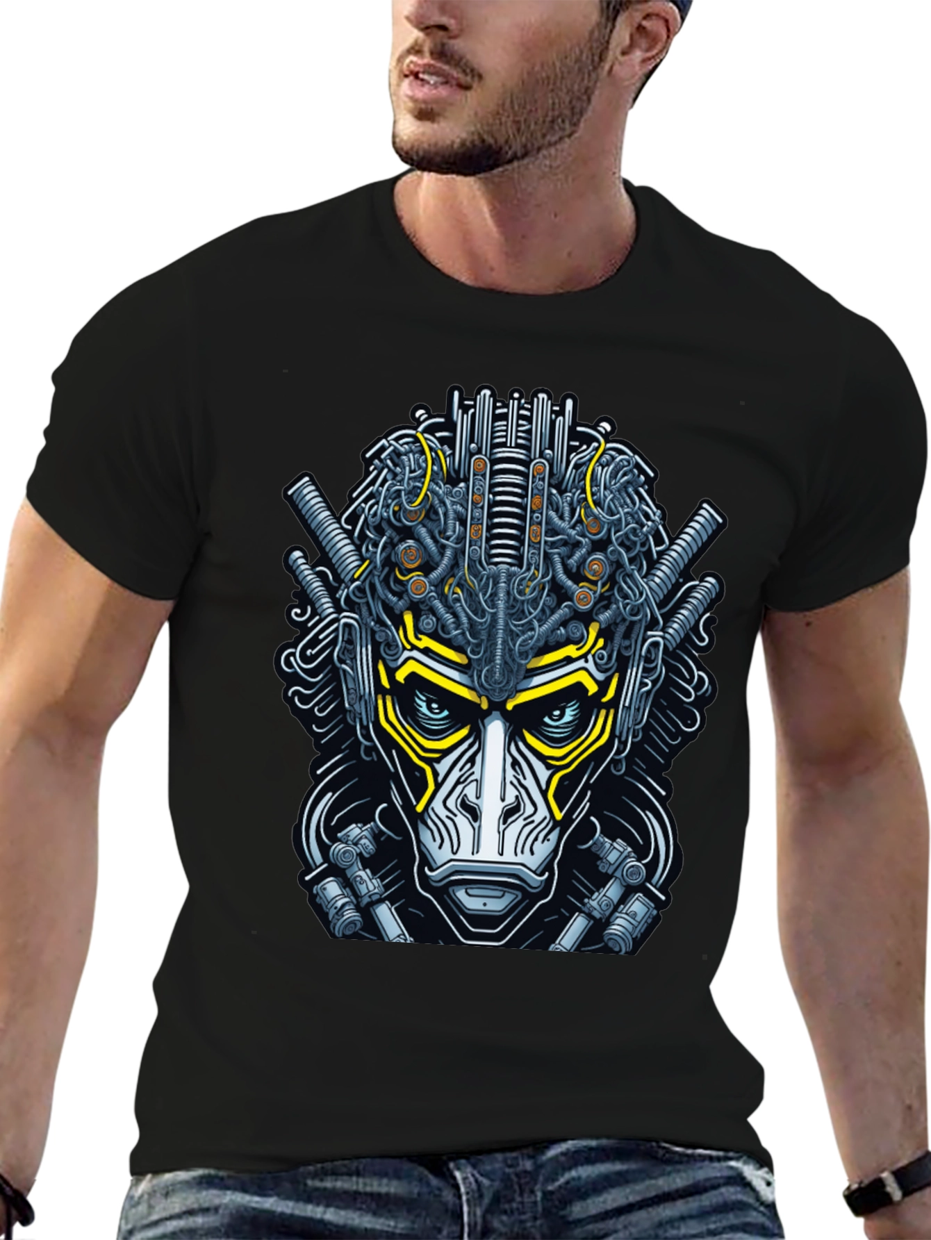 Black Cyberpunk Monkey Graphic Tee - Unique Streetwear view 6