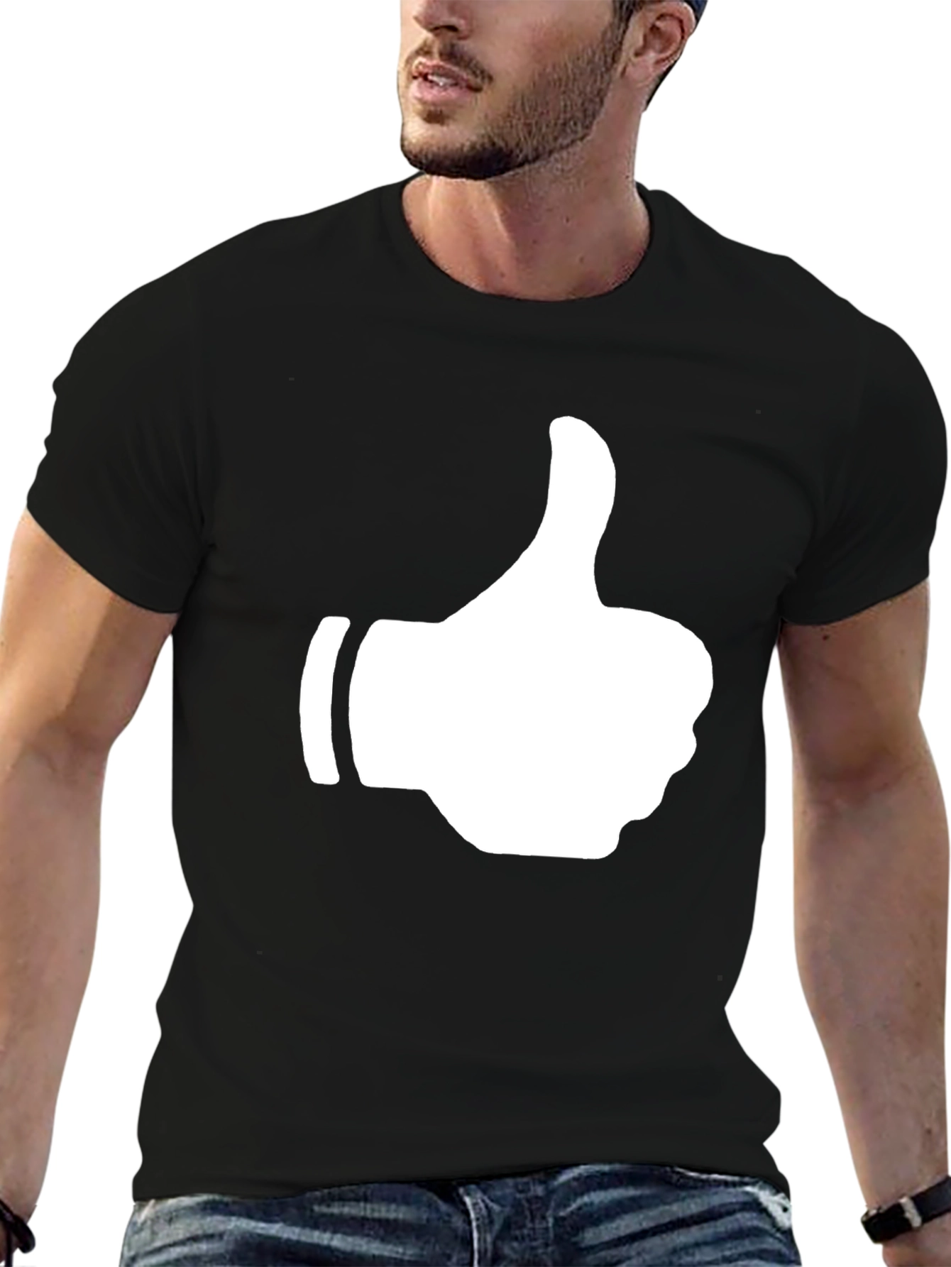 Black Thumbs Up Graphic Tee - Casual Comfort view 6