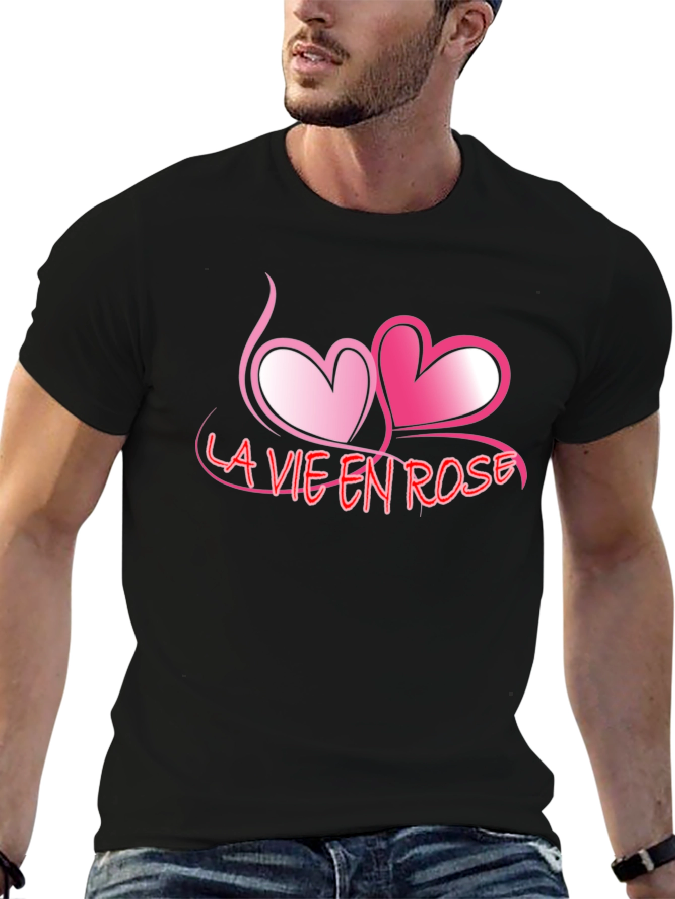 Black La Vie En Rose Graphic Tee - Romantic Black T-Shirt view 6