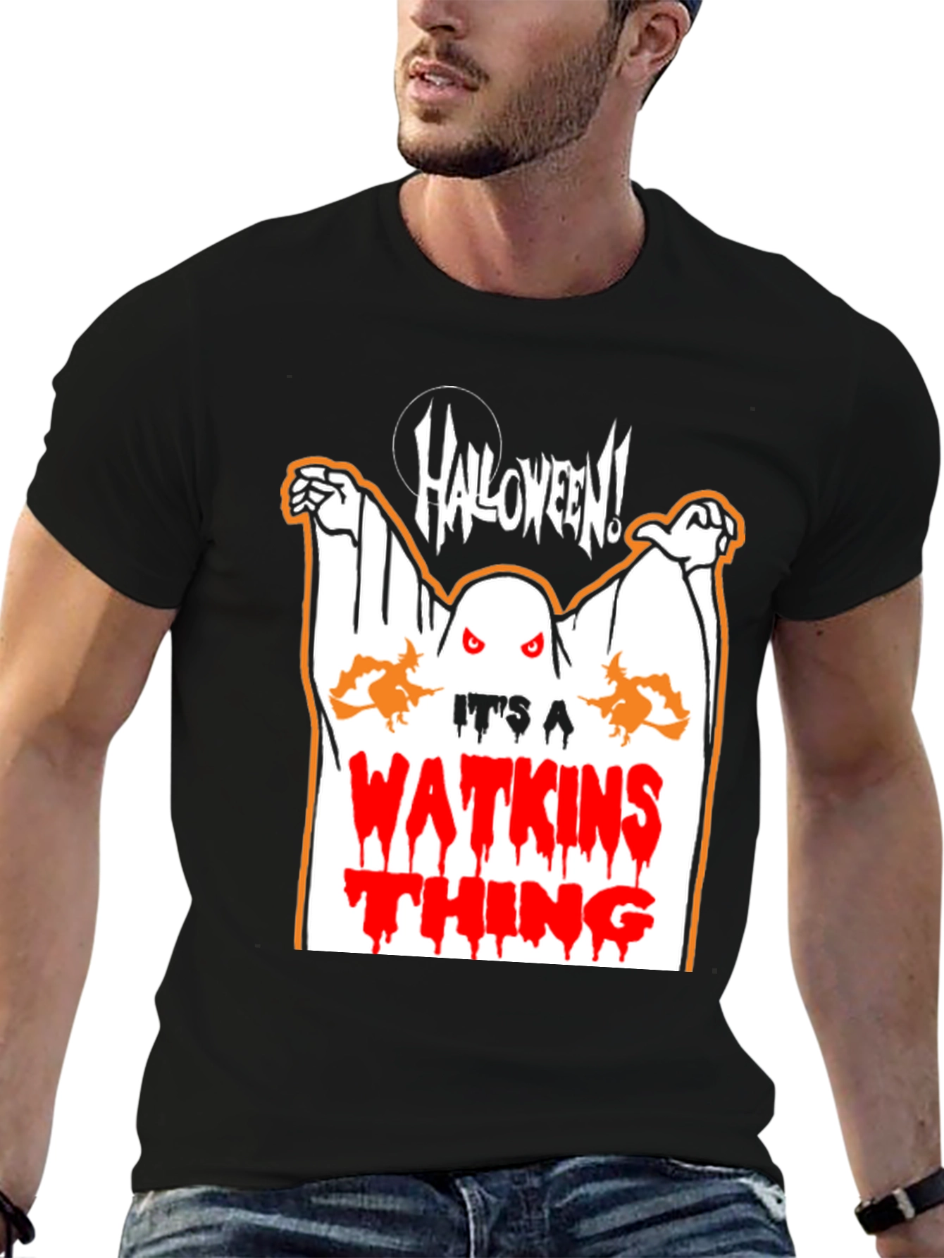 Black Halloween Watkins Thing T-Shirt view 6