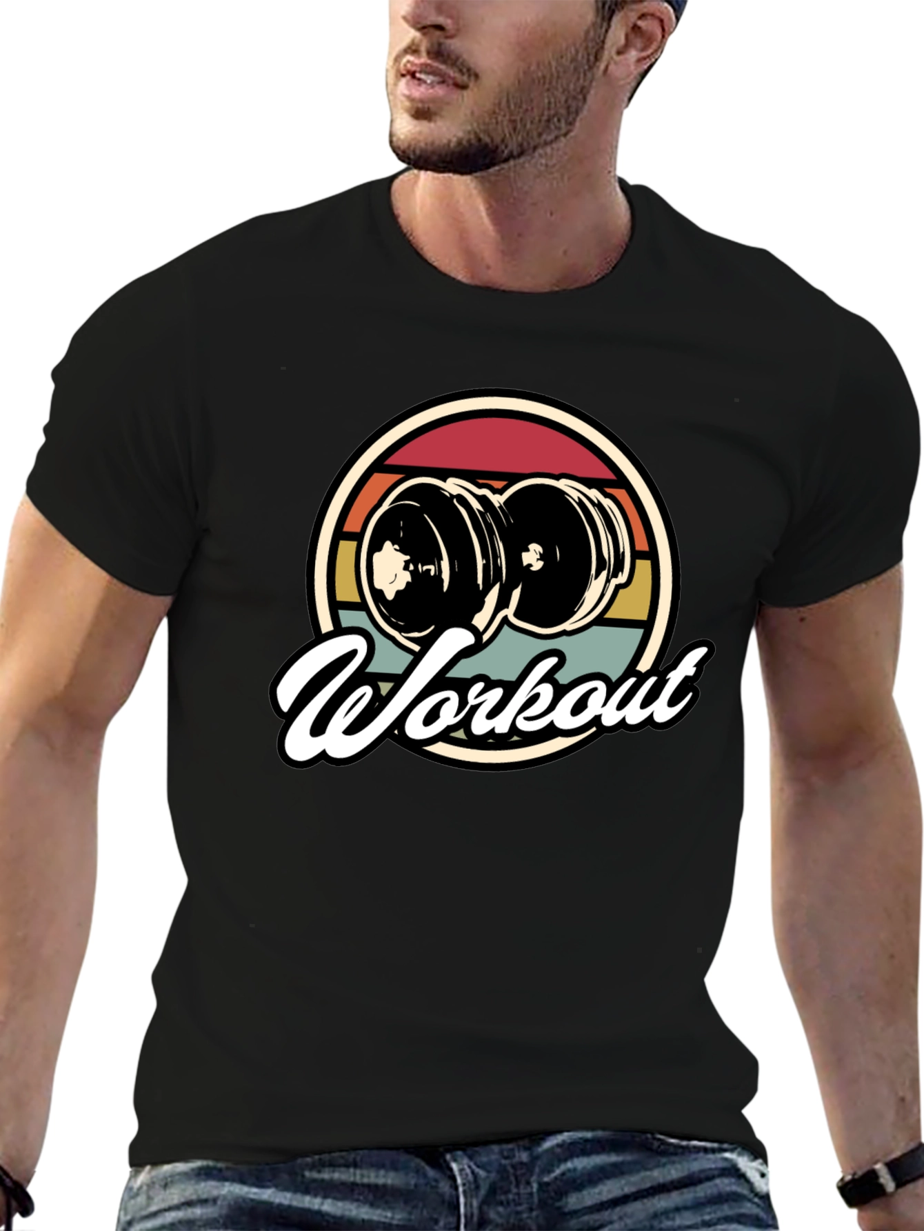 Black Vintage Workout T-Shirt - Retro Gym Style view 6