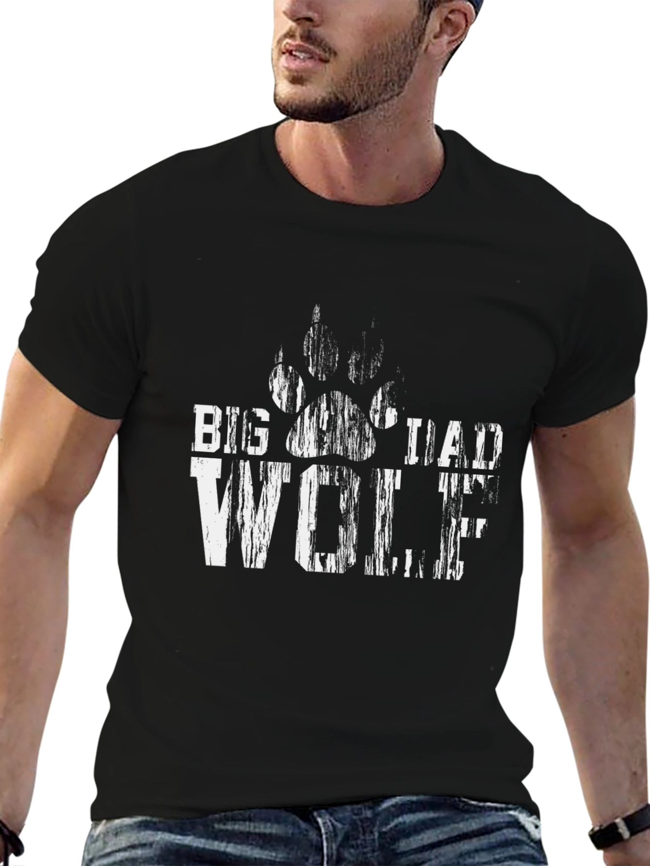 Black Big Dad Wolf Graphic Tee - Mens Black T-Shirt view 6