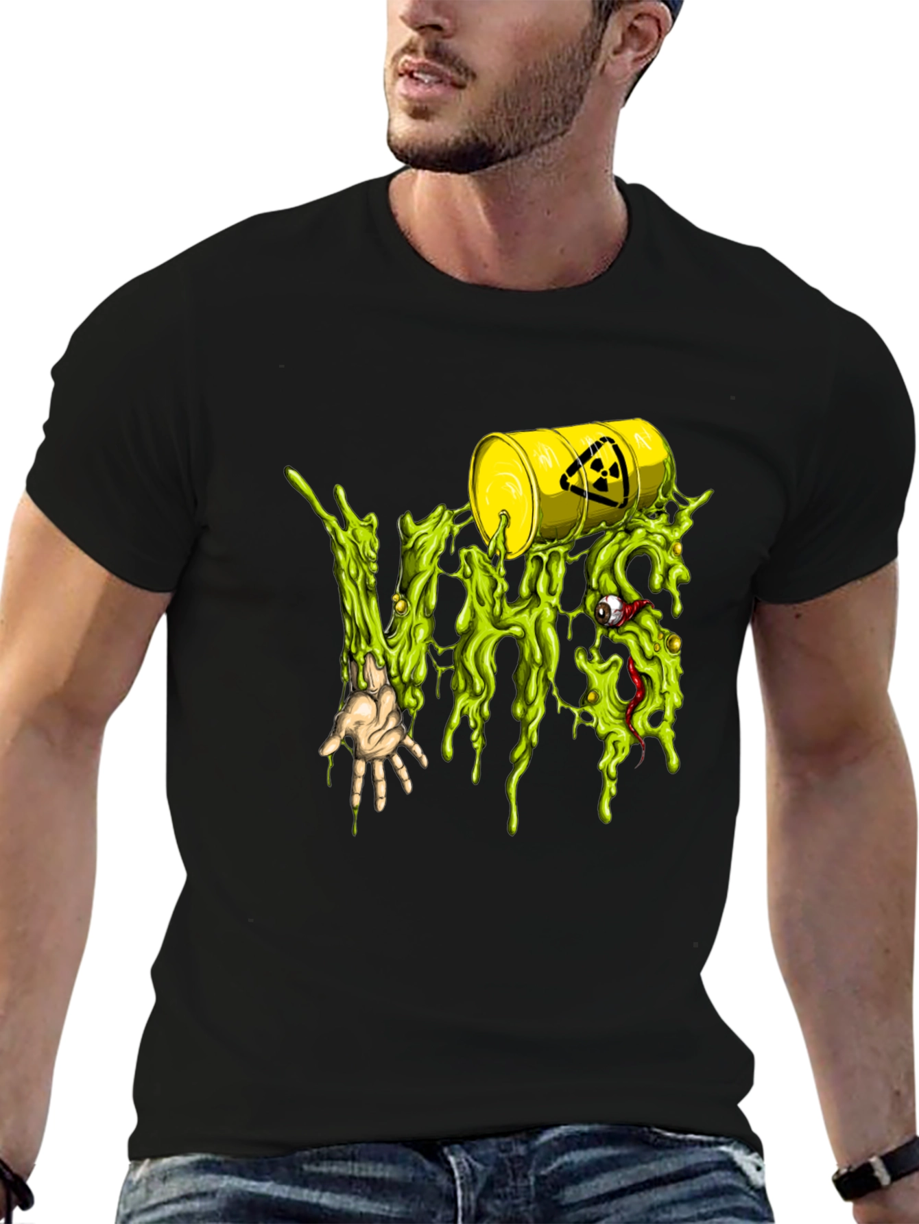 Black Radioactive Slime Graphic Black T-Shirt view 6