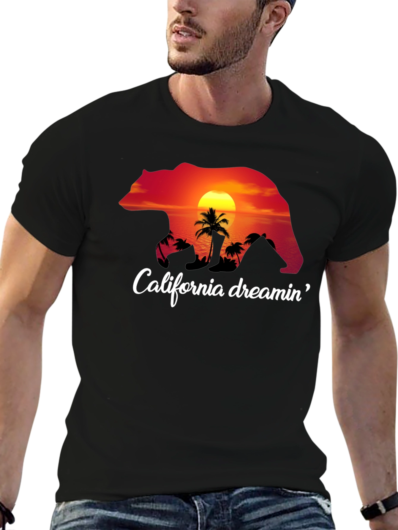 Black California Dreamin' Bear Graphic Tee view 6