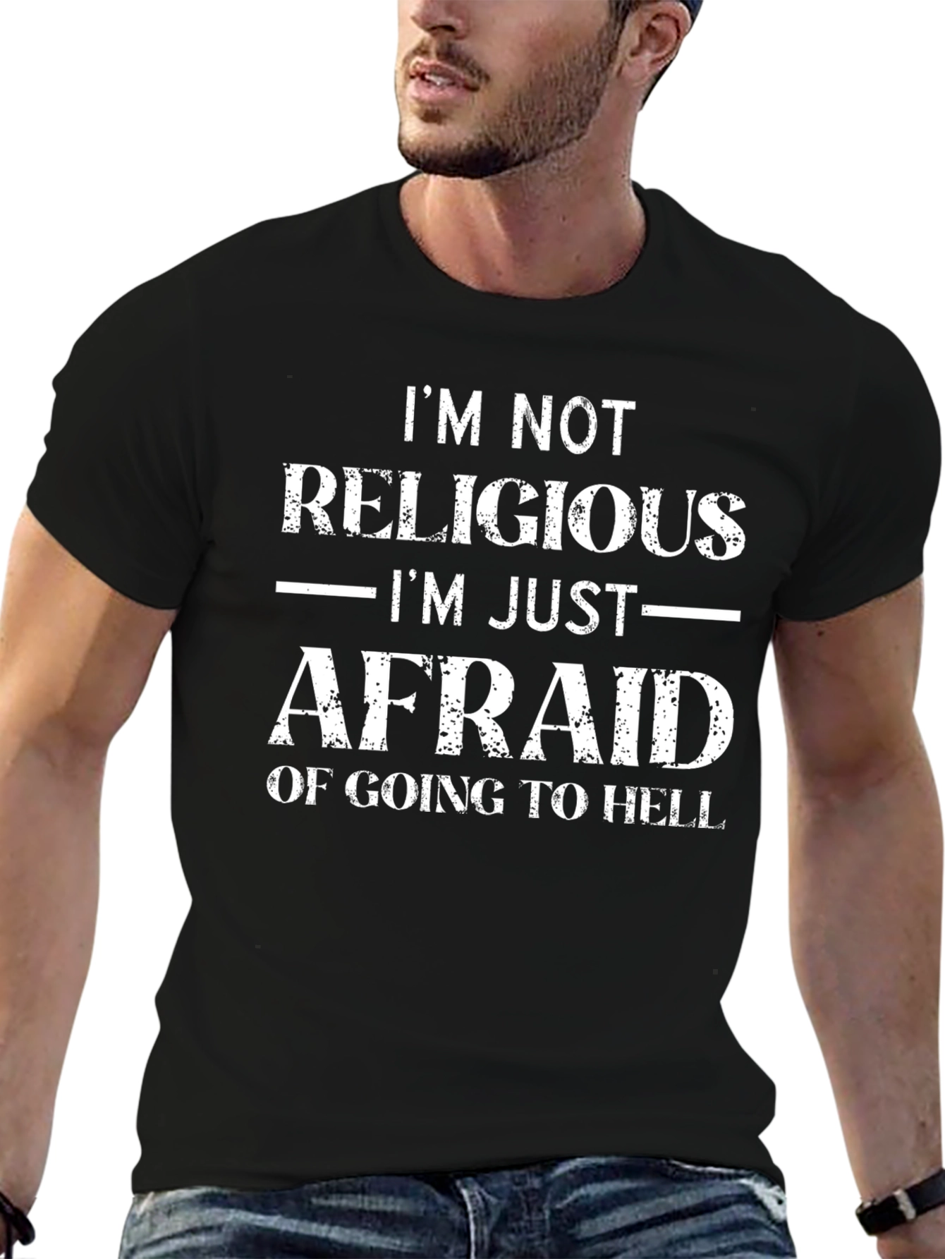 Black I'm Not Religious Funny Graphic Tee view 6