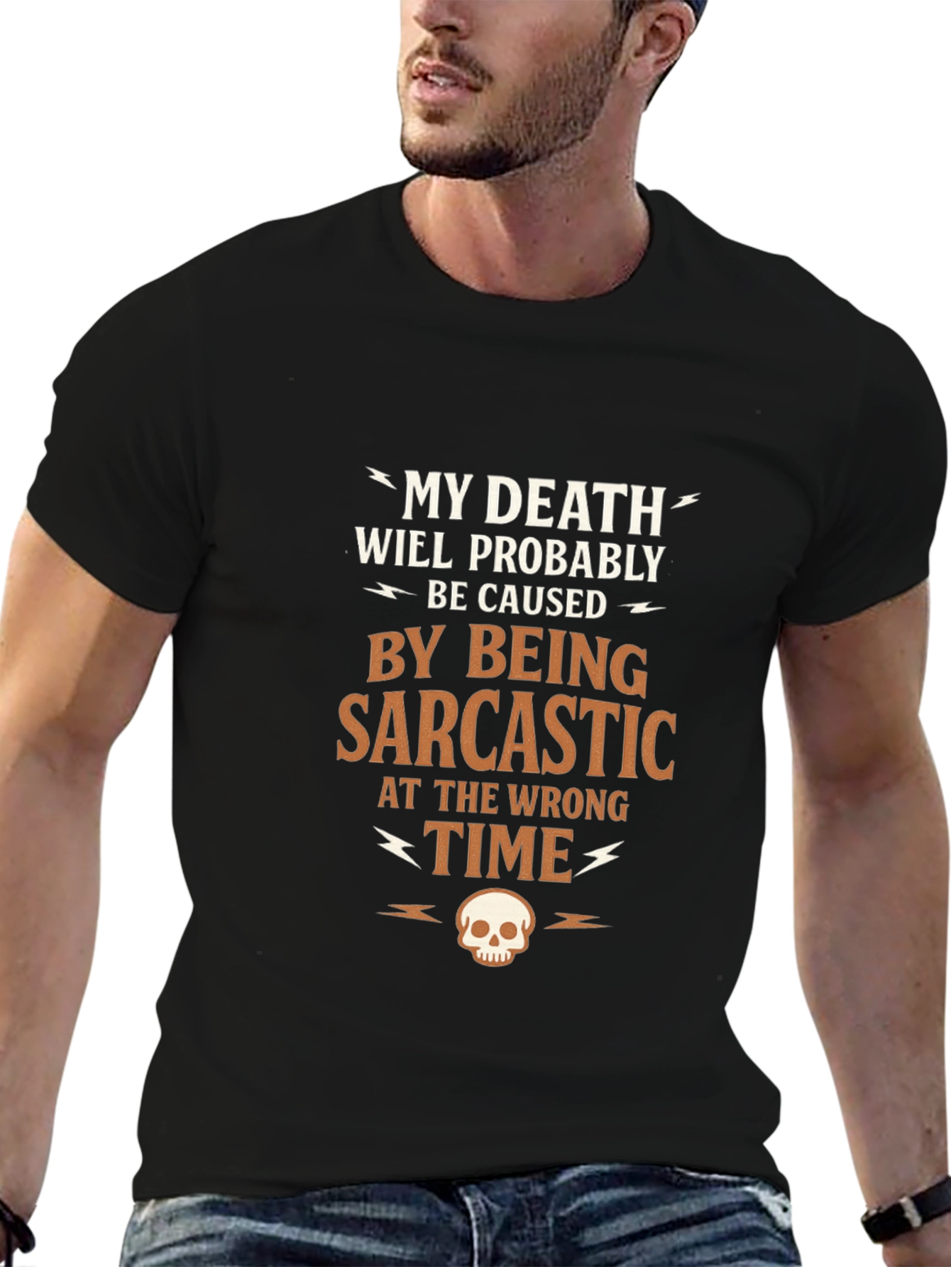 Black Sarcastic Humor Graphic T-Shirt - "My Death" view 6
