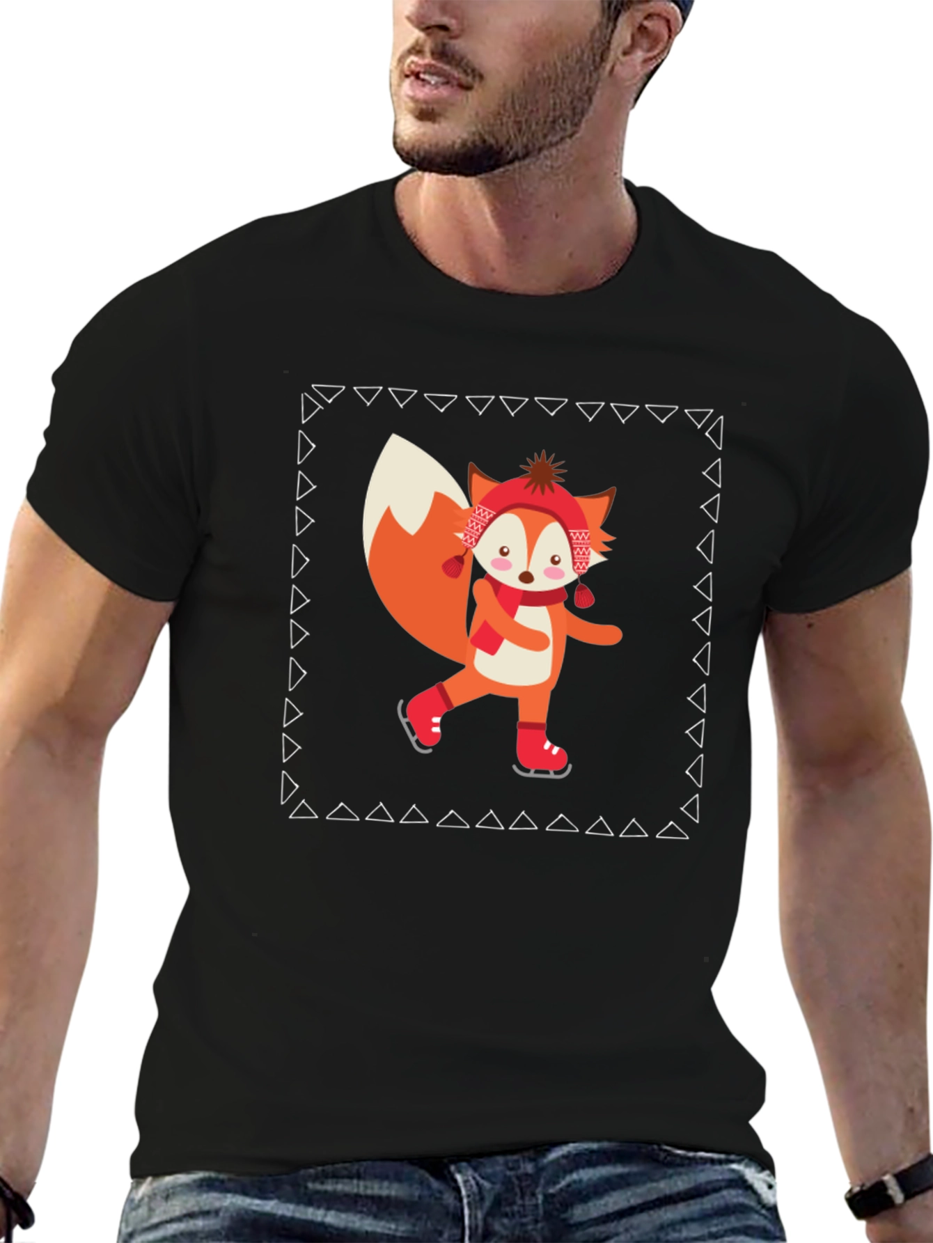 Black Fox on Ice T-Shirt - Fun Winter Style view 6