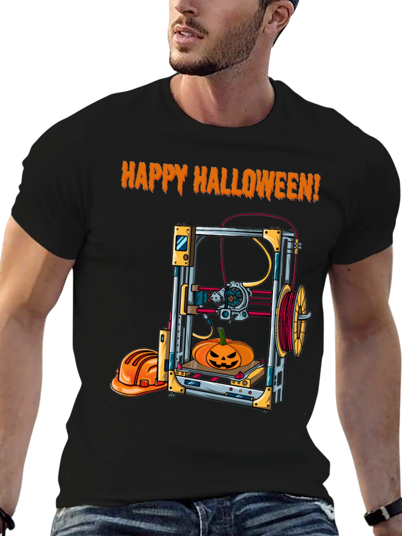 Black Happy Halloween 3D Printing T-Shirt view 6