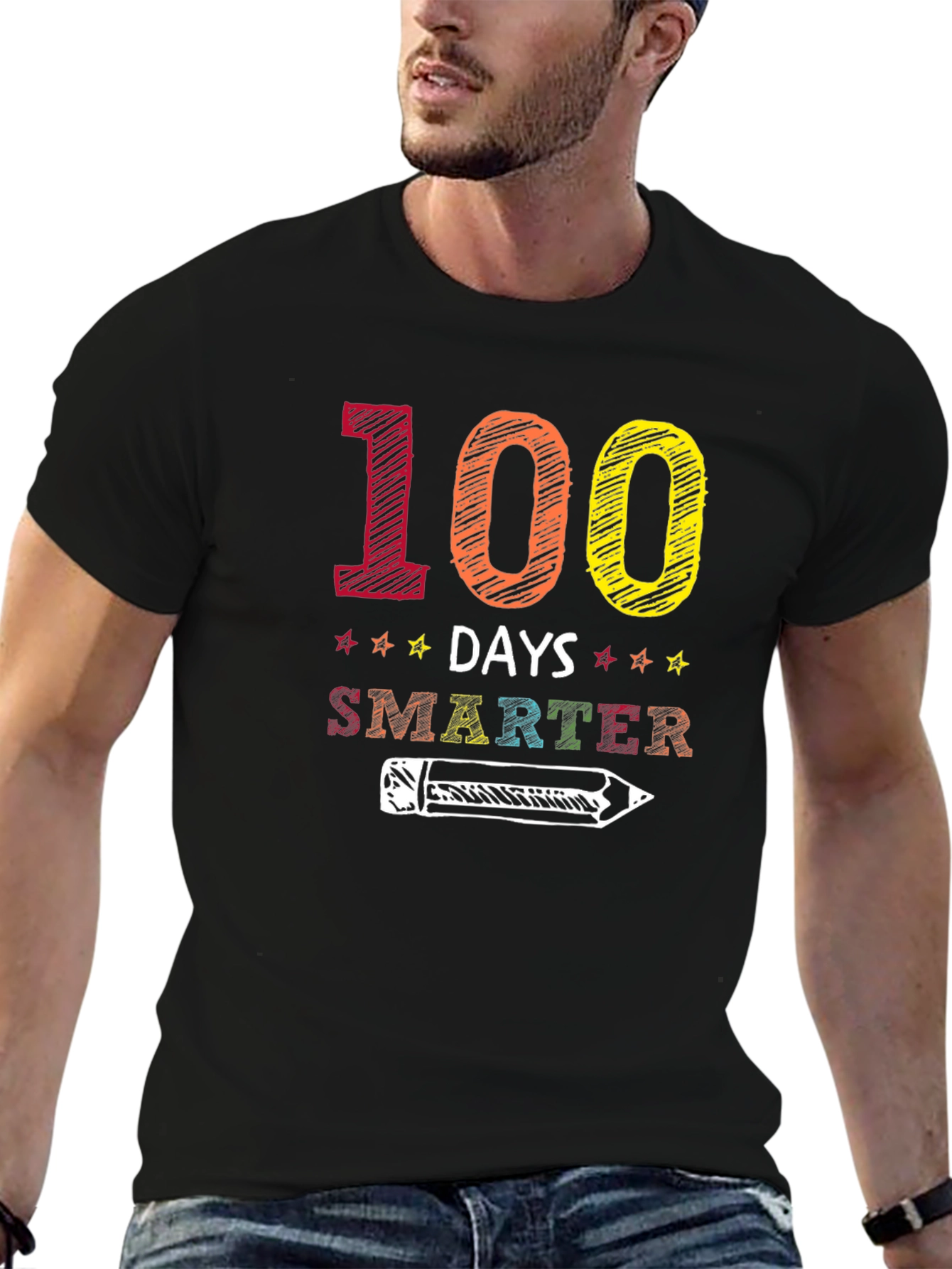 Black 100 Days Smarter Graphic T-Shirt view 6