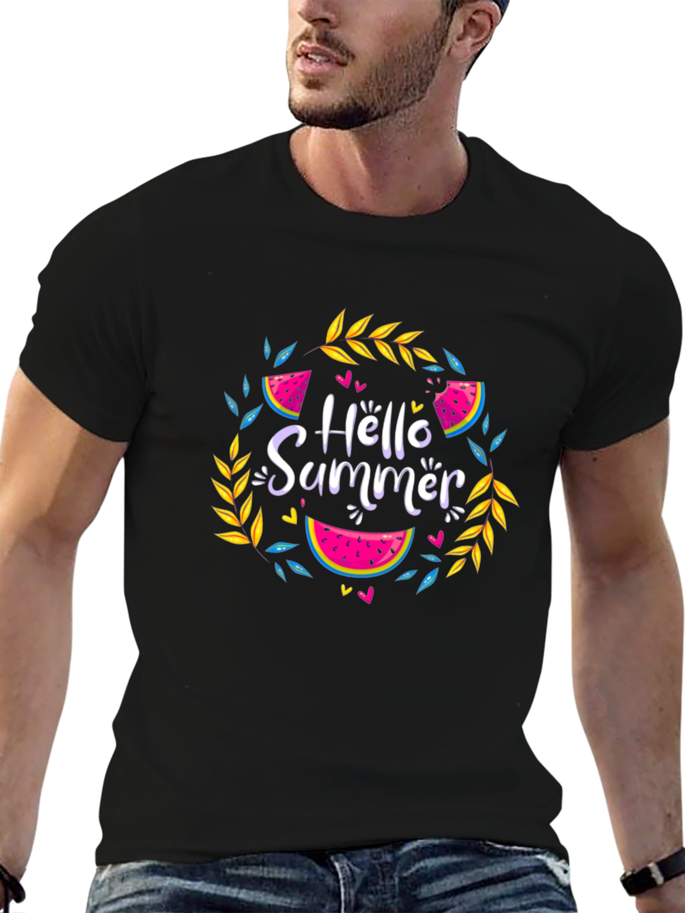 Black Hello Summer Black T-Shirt view 6