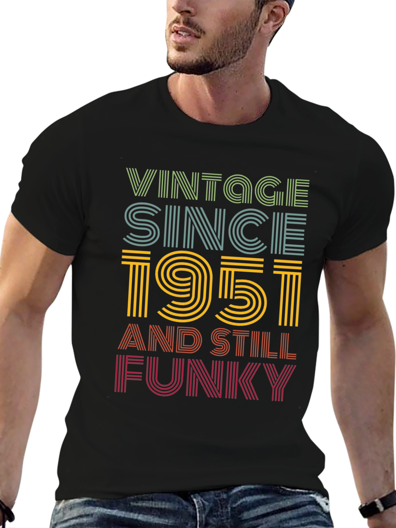 Black Vintage Since 1951 Funky Graphic T-Shirt view 6