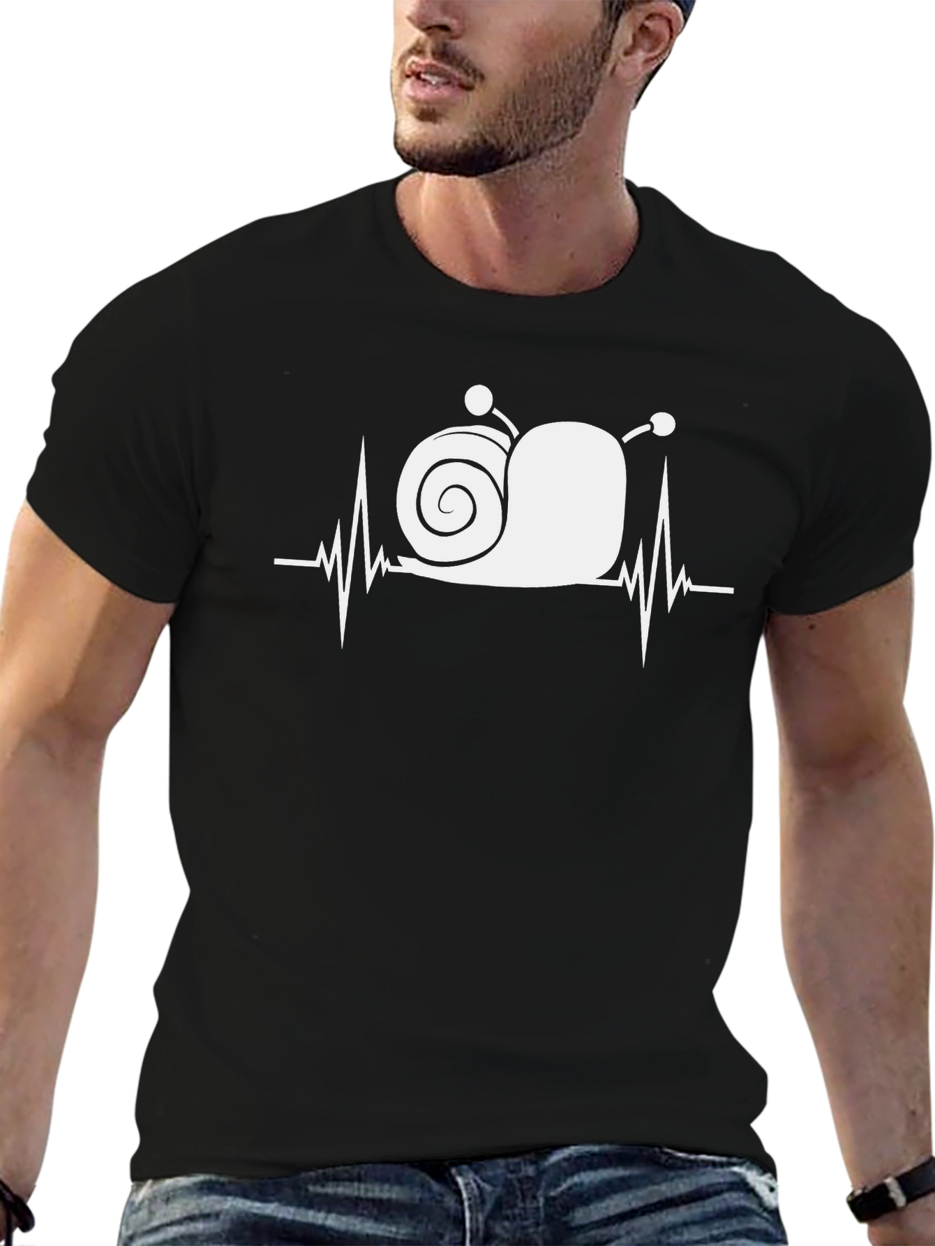 Black Snail Heartbeat Graphic Tee - Quirky & Cool view 6