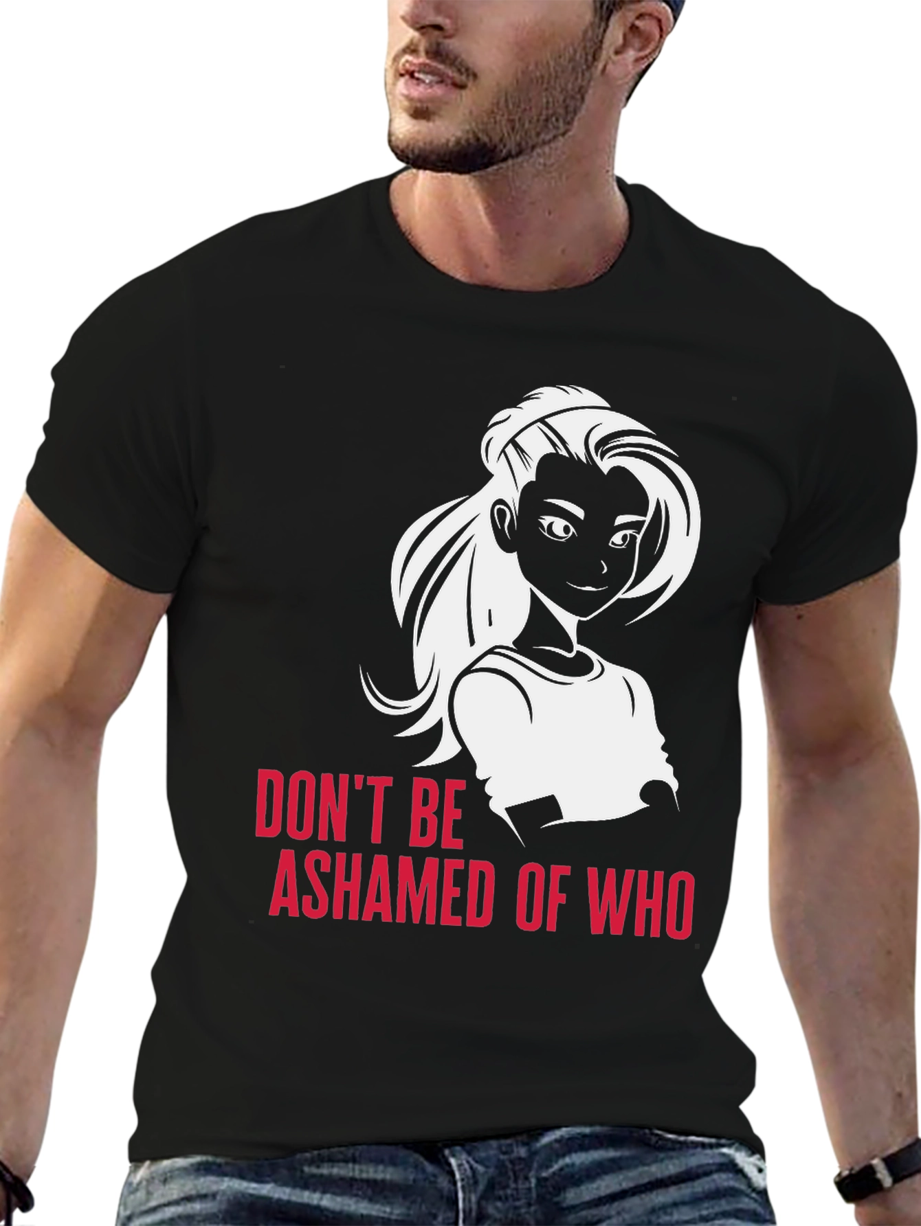 Black Empowering Graphic Tee: Don't Be Ashamed T-Shirt view 6