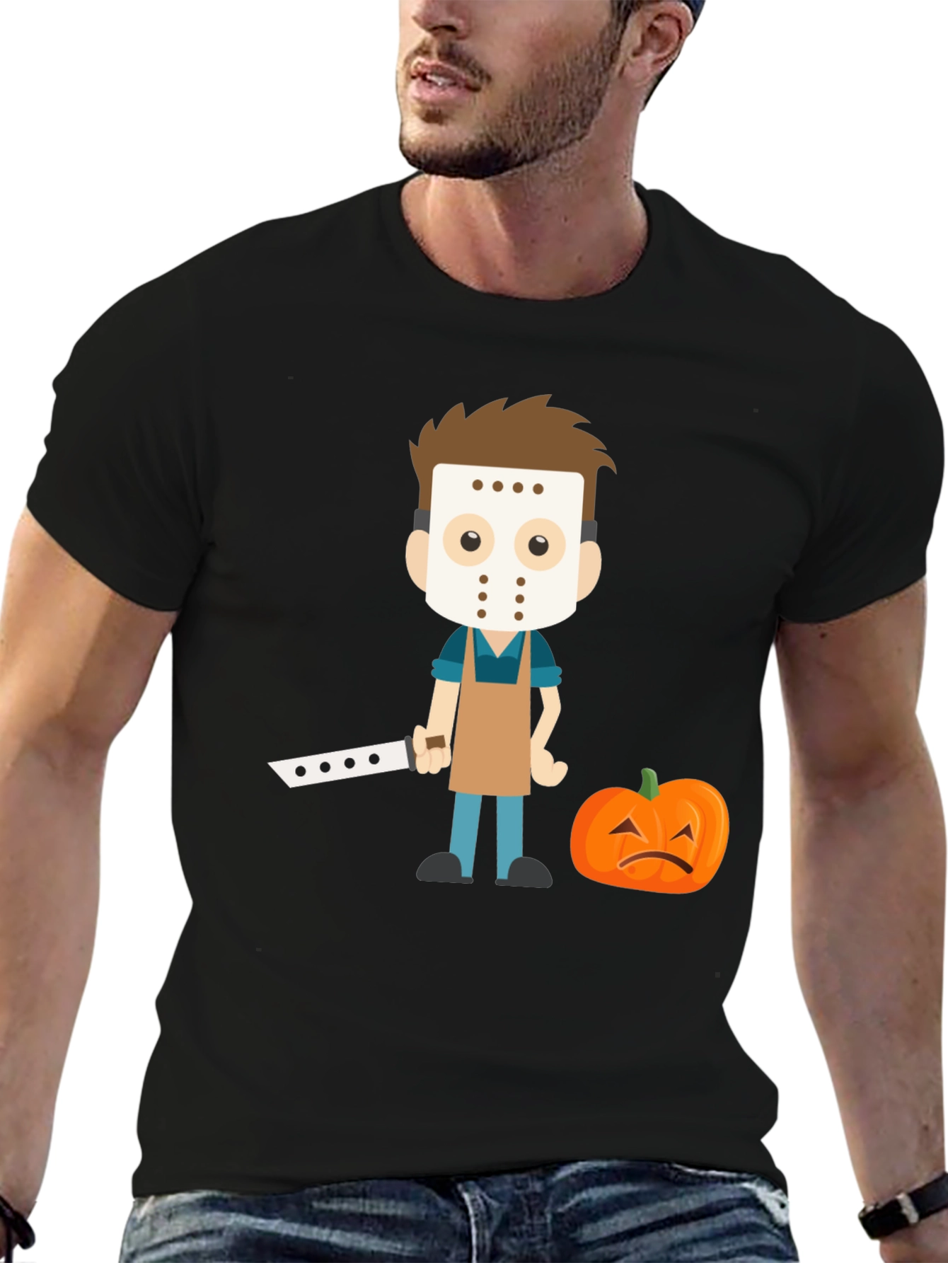Black Halloween Cartoon Graphic Tee view 6