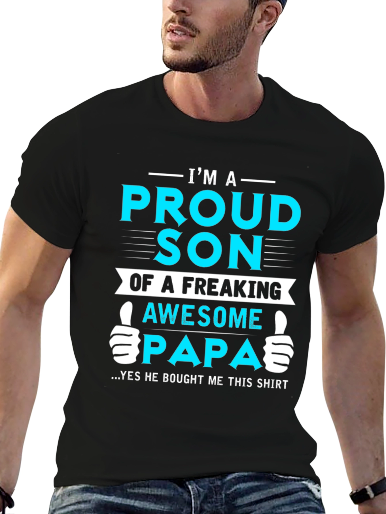 Black Proud Son of Awesome Papa Graphic T-Shirt view 6