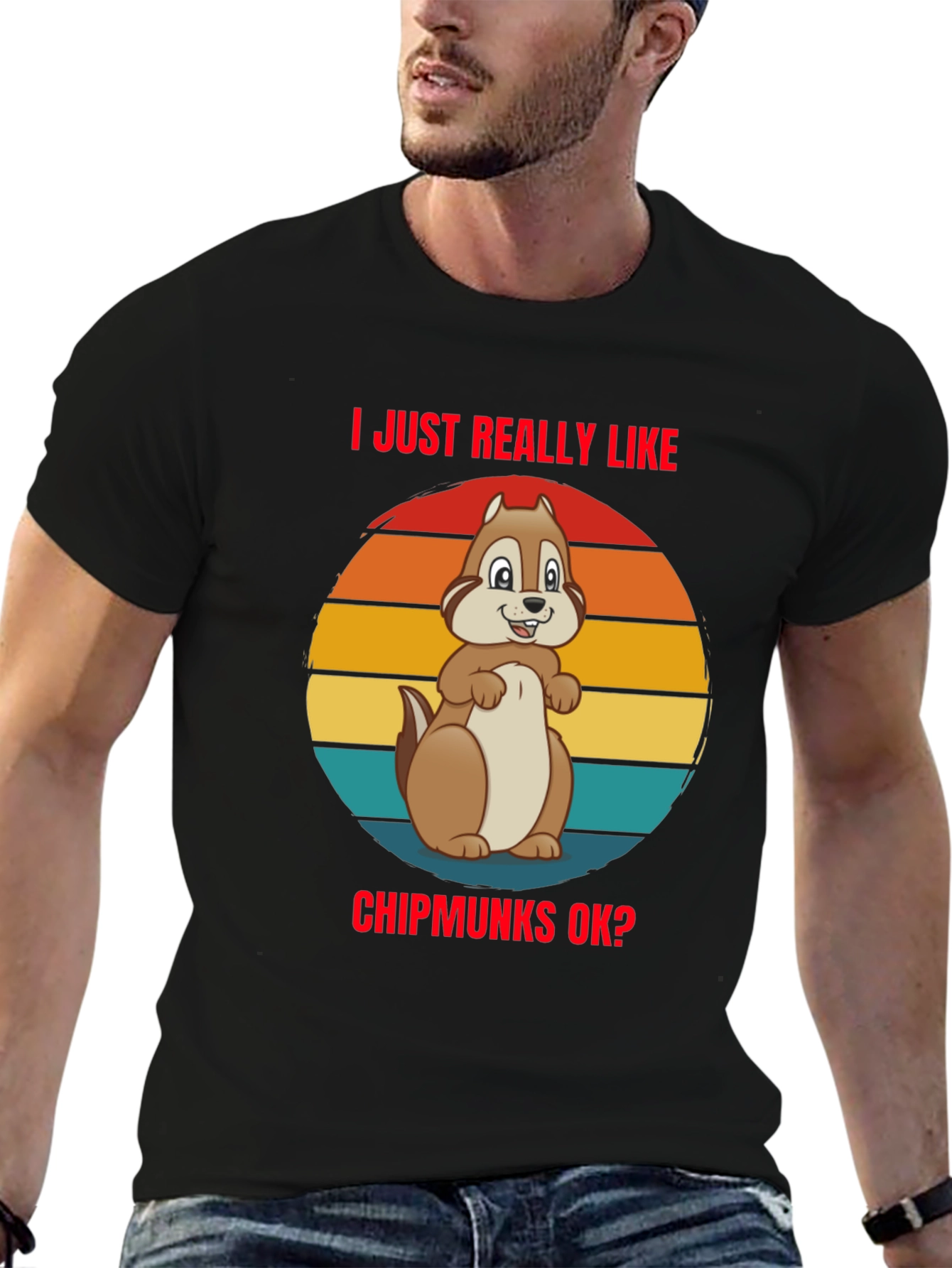 Black I Just Really Like Chipmunks OK? T-Shirt view 6