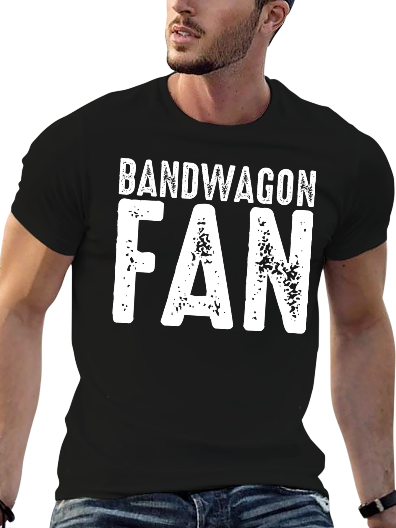 Black Bandwagon Fan T-Shirt - Distressed Graphic Tee view 6
