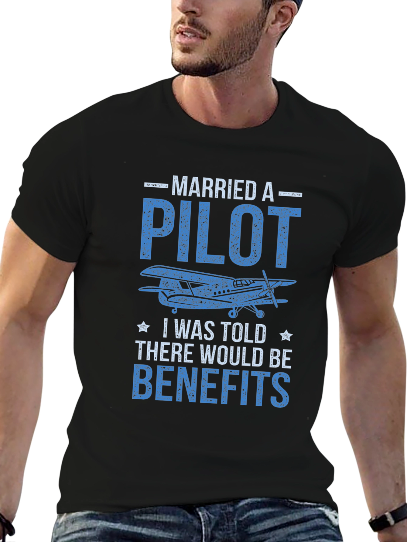 Black Married a Pilot T-Shirt view 6