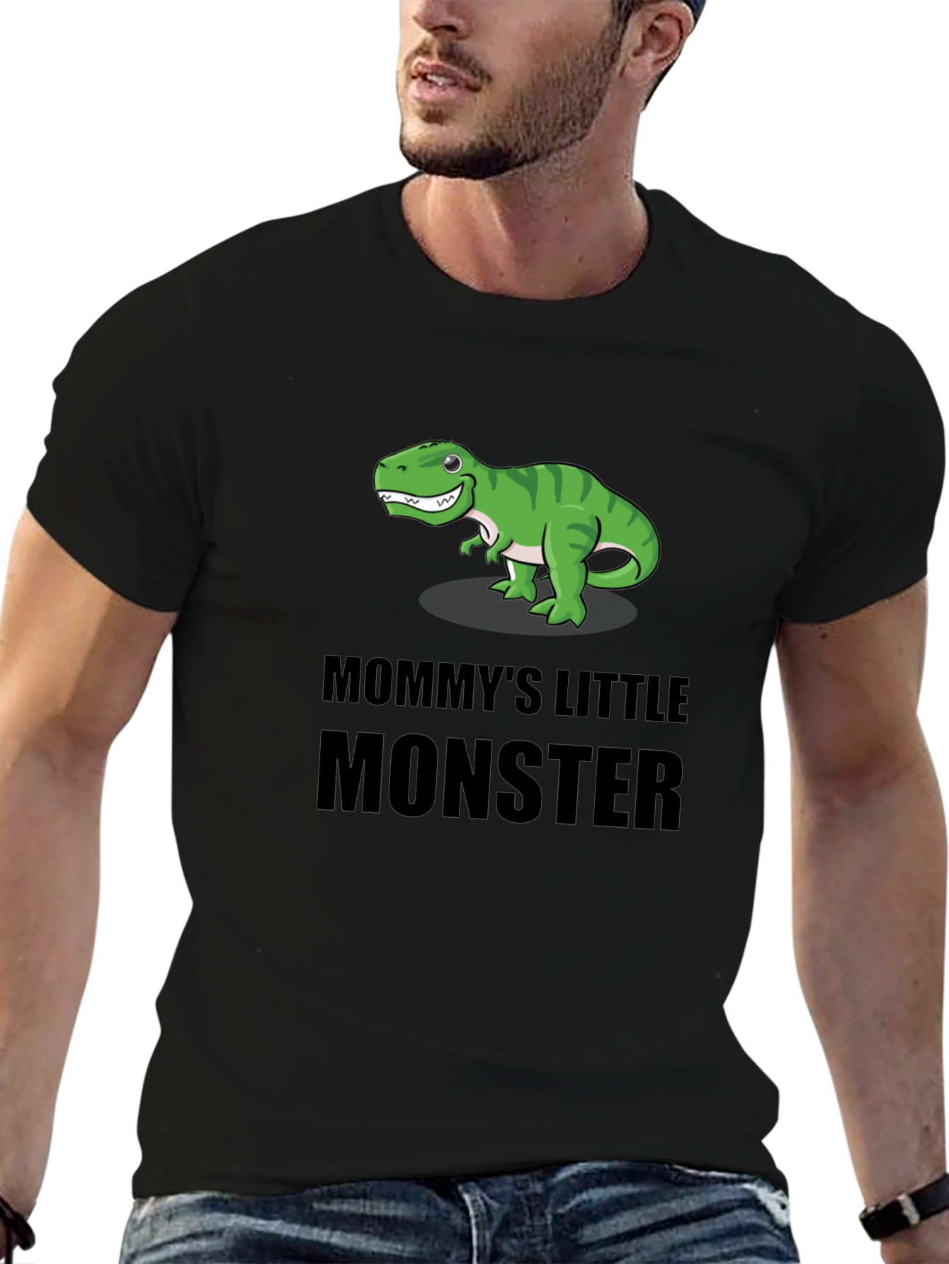 Black Mommy's Little Monster Dinosaur T-Shirt view 6